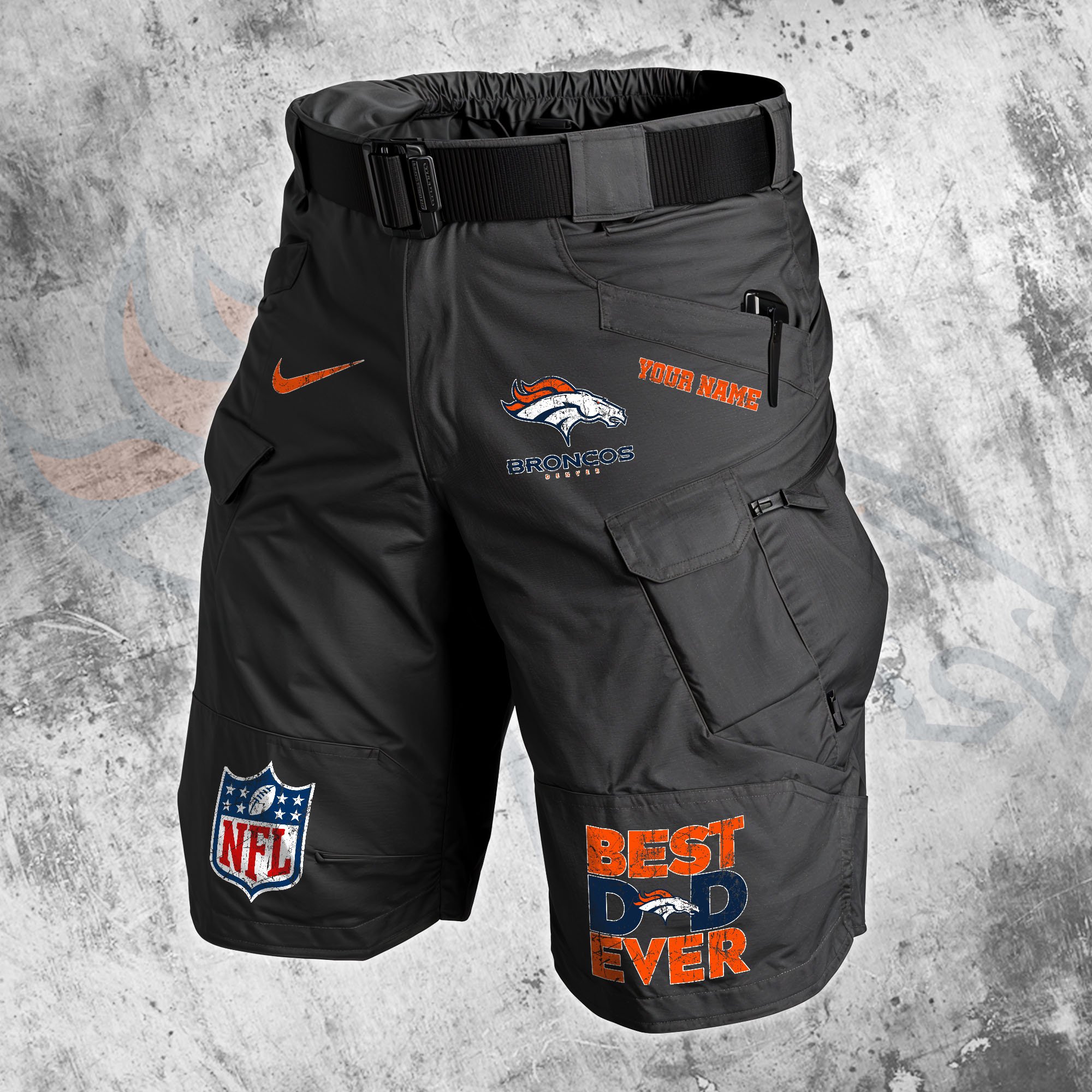 Denver Broncos Men Cargo Shorts Custom Your Name, Football Lovers Clothings, Father's Day Gifts EHIVM-05152262N