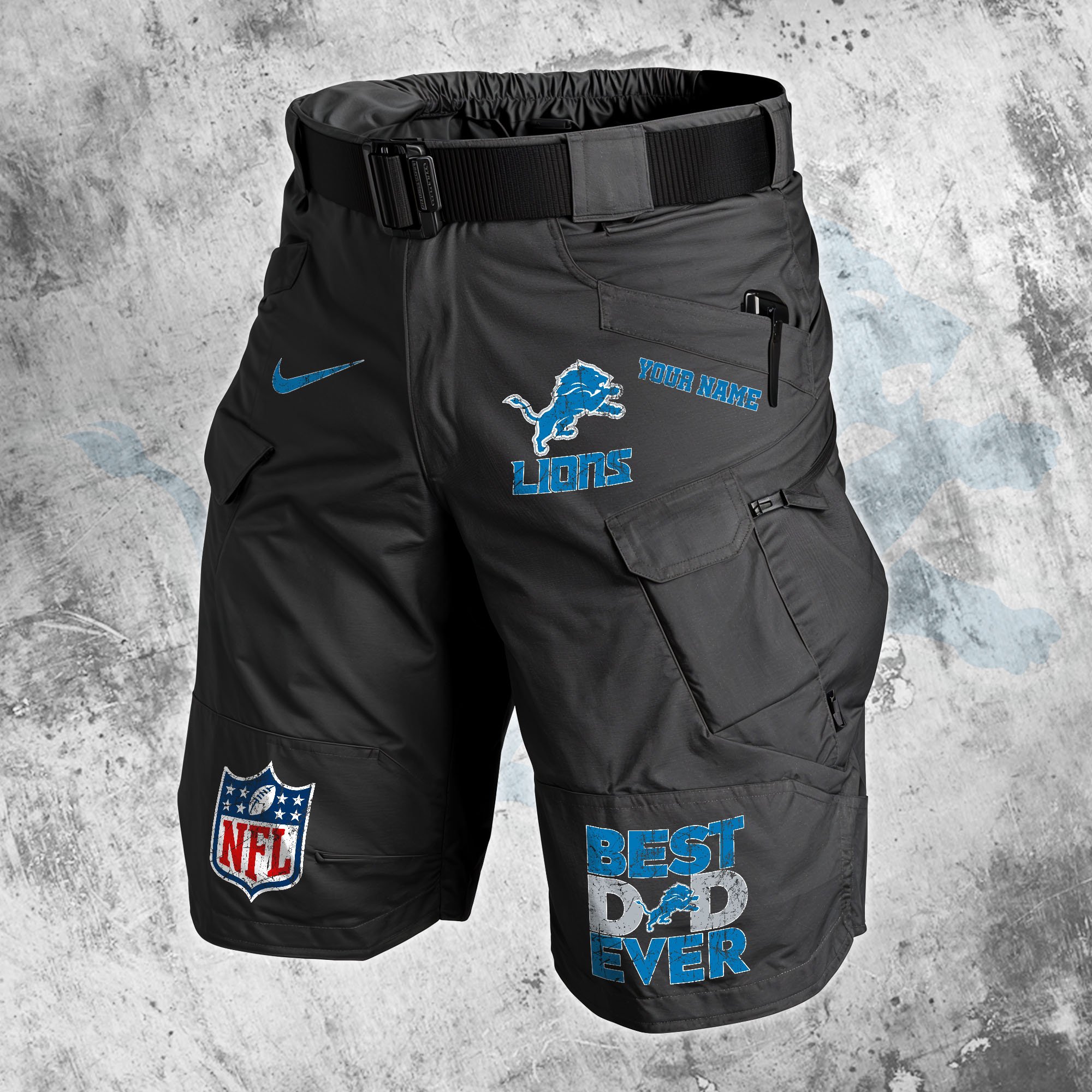 Detroit Lions Men Cargo Shorts Custom Your Name, Football Lovers Clothings, Father's Day Gifts EHIVM-05152262N