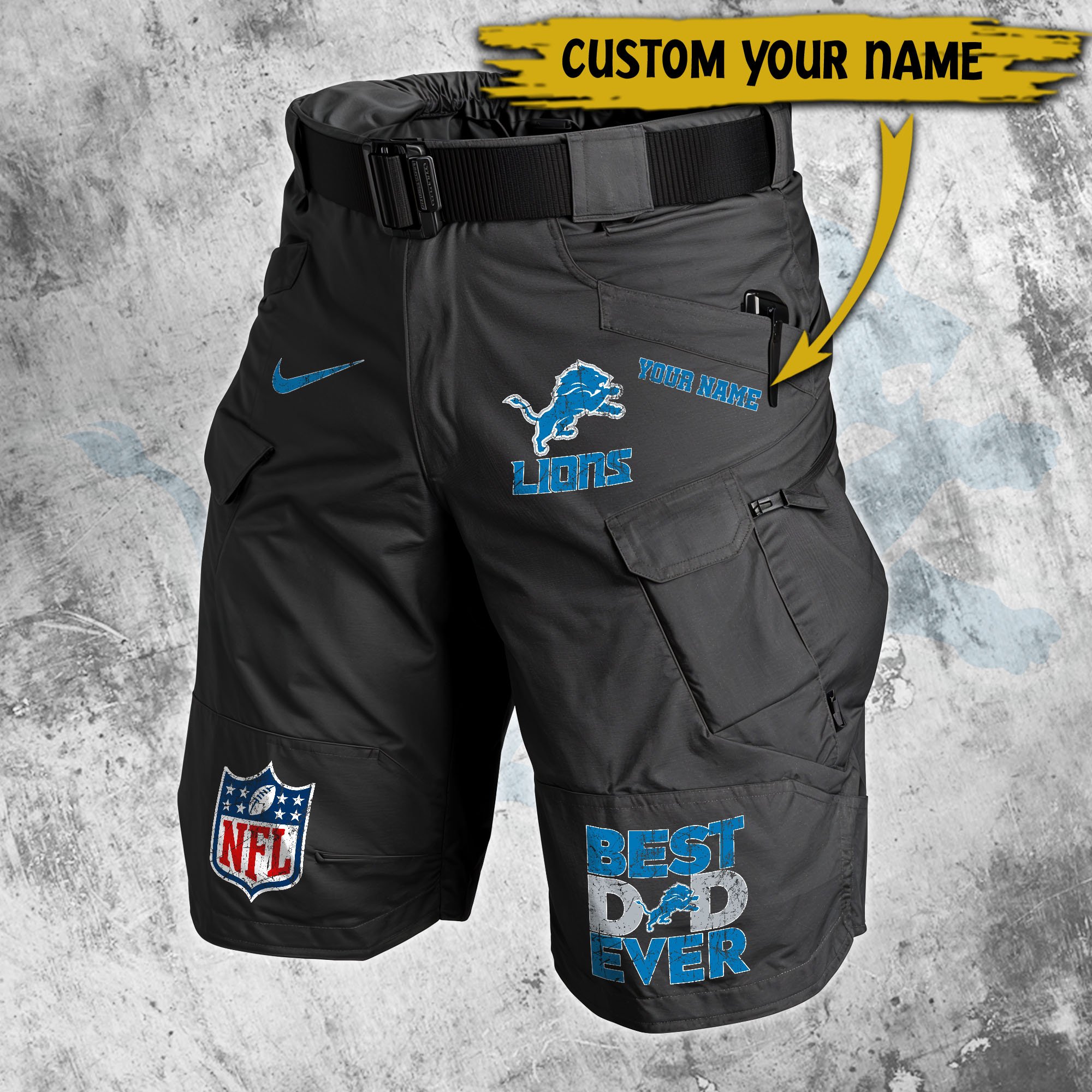 Alternative view of Detroit Lions Men Cargo Shorts Custom Your Name, Football Lovers Clothings, Father's Day Gifts EHIVM-05152262N
