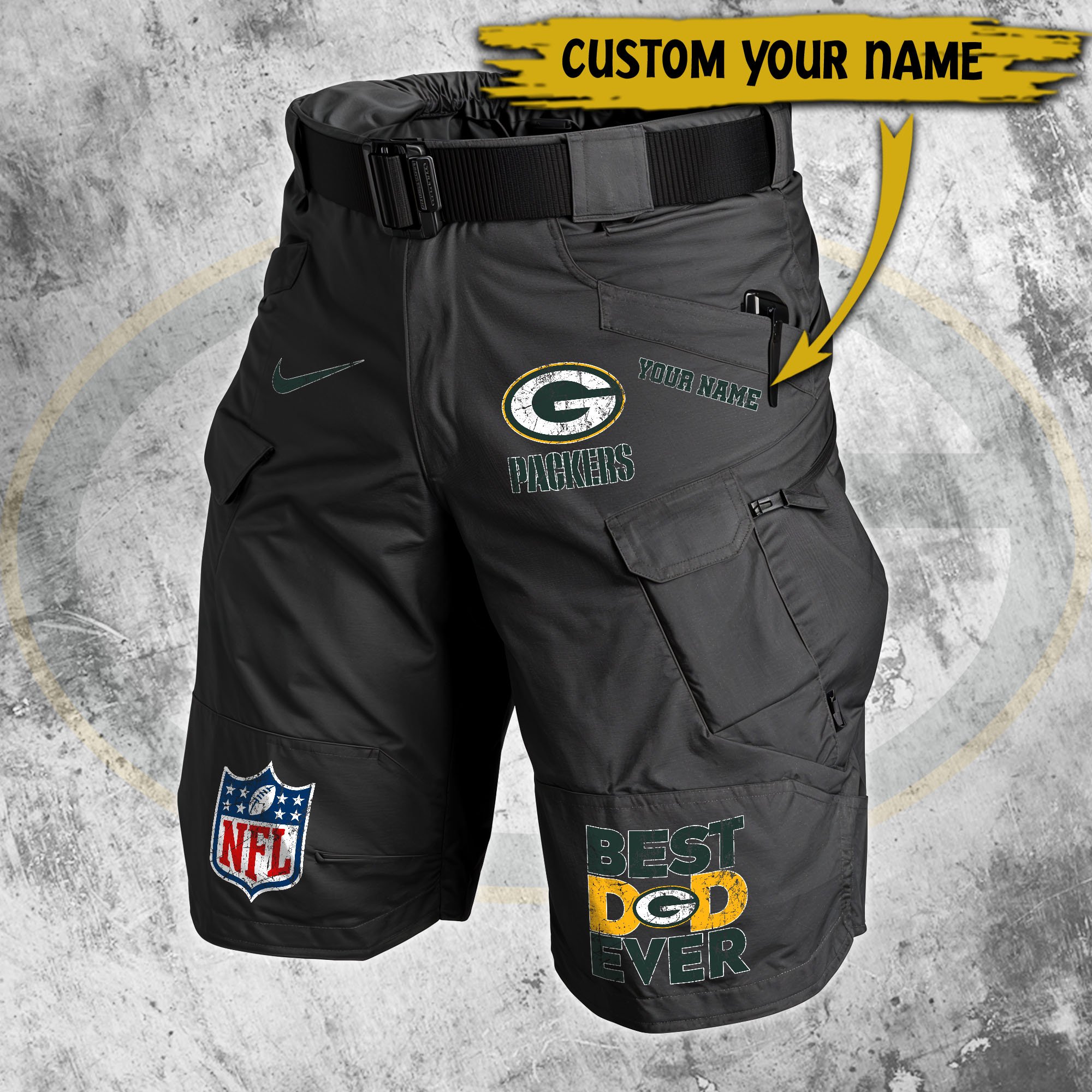 Alternative view of Green Bay Packers Men Cargo Shorts Custom Your Name, Football Lovers Clothings, Father's Day Gifts EHIVM-05152262N