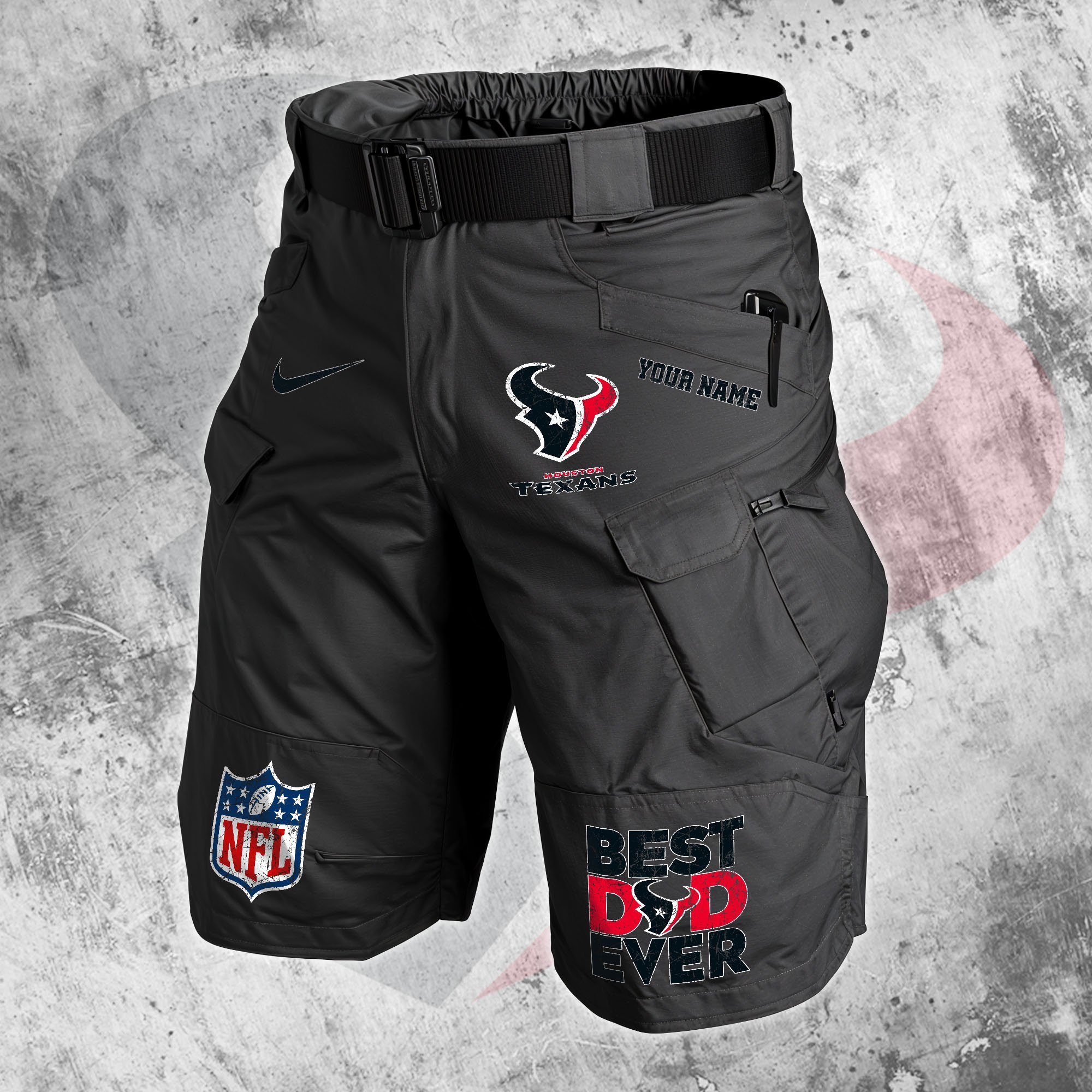Houston Texans Men Cargo Shorts Custom Your Name, Football Lovers Clothings, Father's Day Gifts EHIVM-05152262N