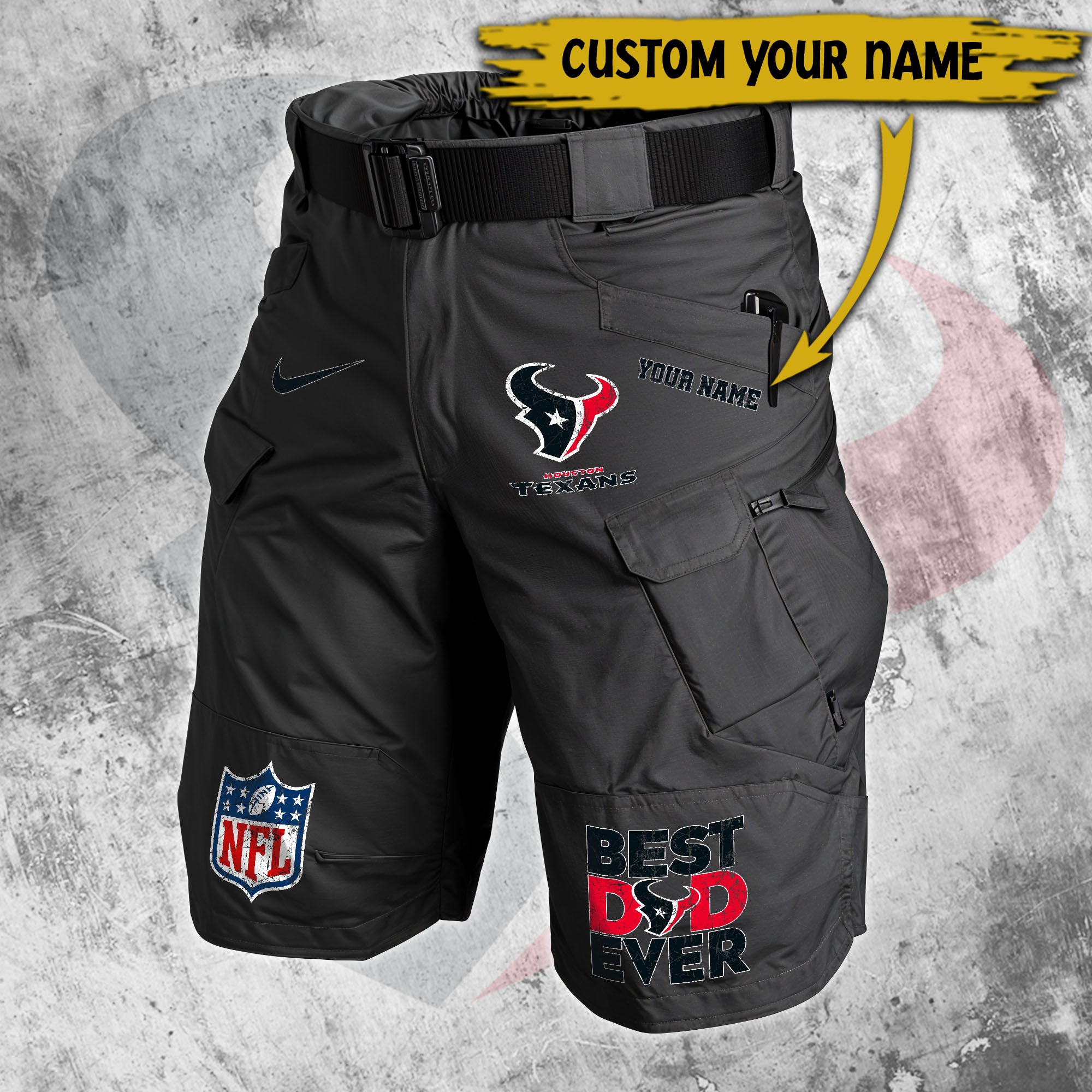 Alternative view of Houston Texans Men Cargo Shorts Custom Your Name, Football Lovers Clothings, Father's Day Gifts EHIVM-05152262N