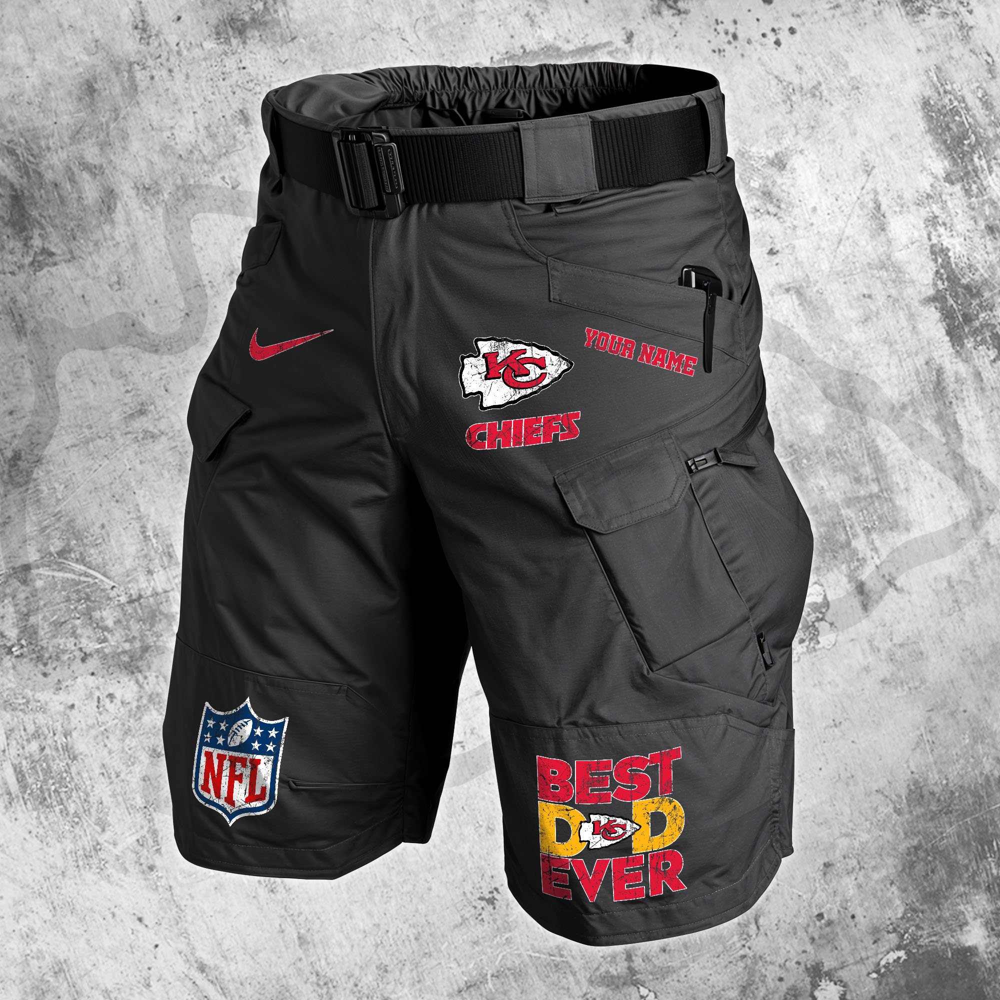 Kansas City Chiefs Men Cargo Shorts Custom Your Name, Football Lovers Clothings, Father's Day Gifts EHIVM-05152262N