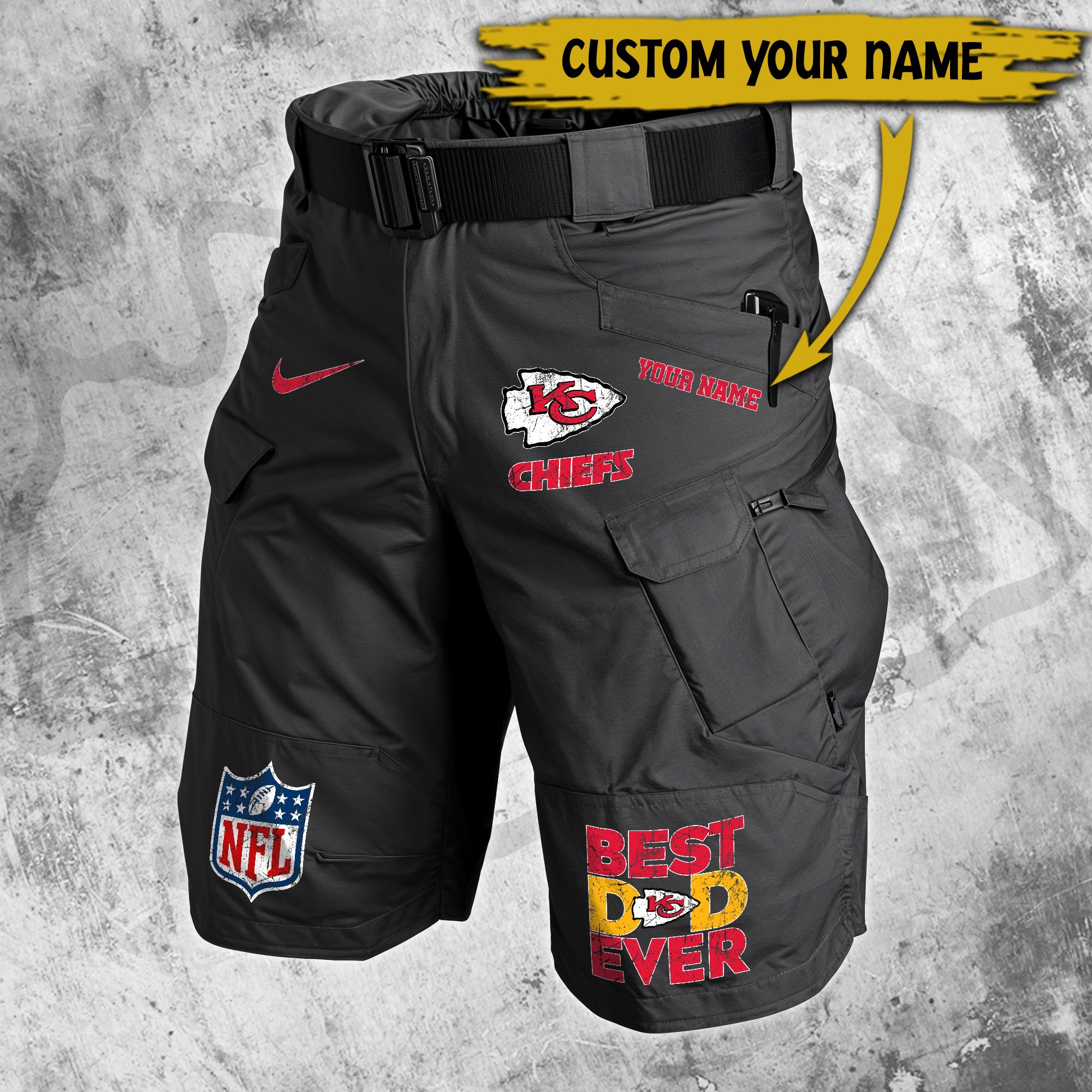 Alternative view of Kansas City Chiefs Men Cargo Shorts Custom Your Name, Football Lovers Clothings, Father's Day Gifts EHIVM-05152262N