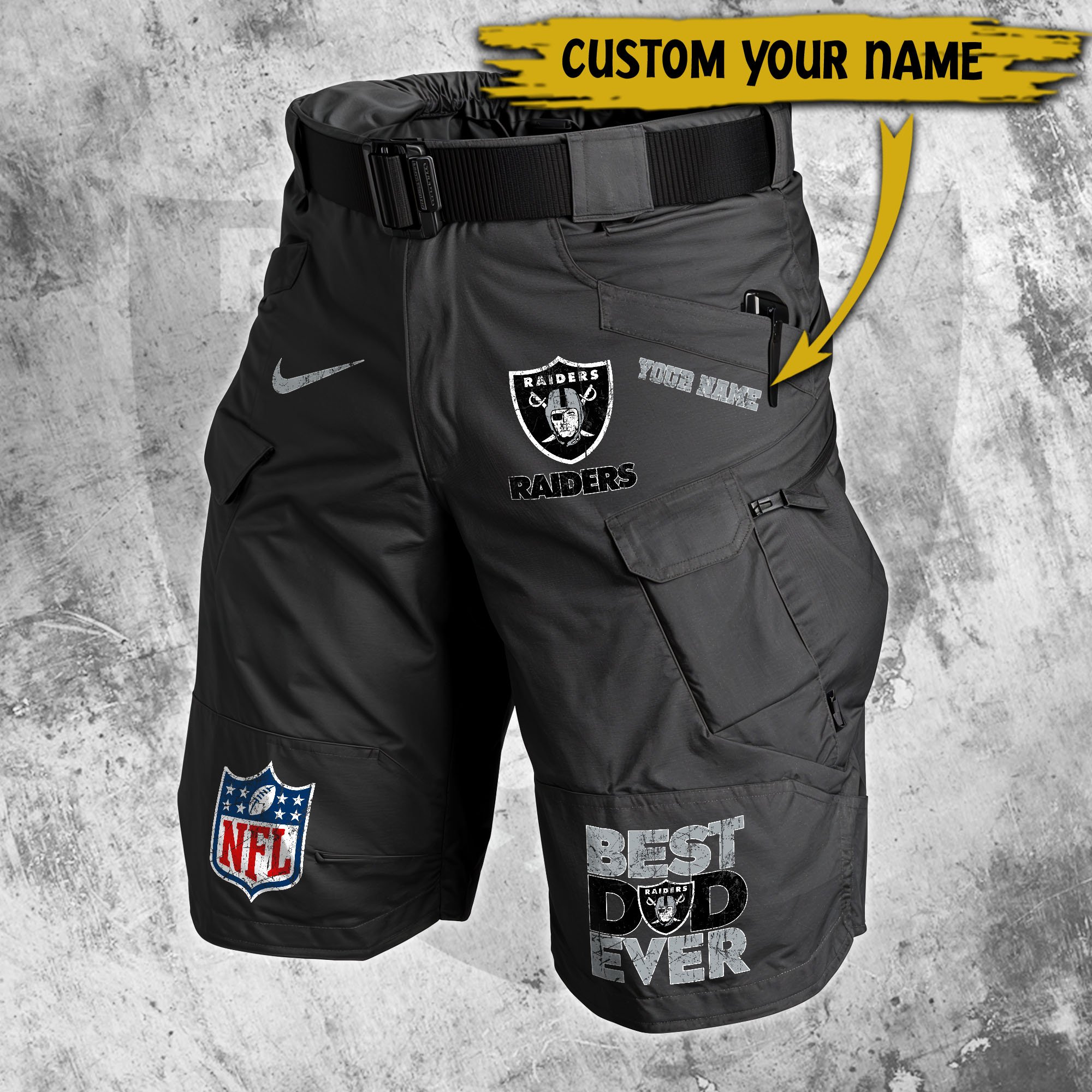 Alternative view of Las Vegas Raiders Men Cargo Shorts Custom Your Name, Football Lovers Clothings, Father's Day Gifts EHIVM-05152262N