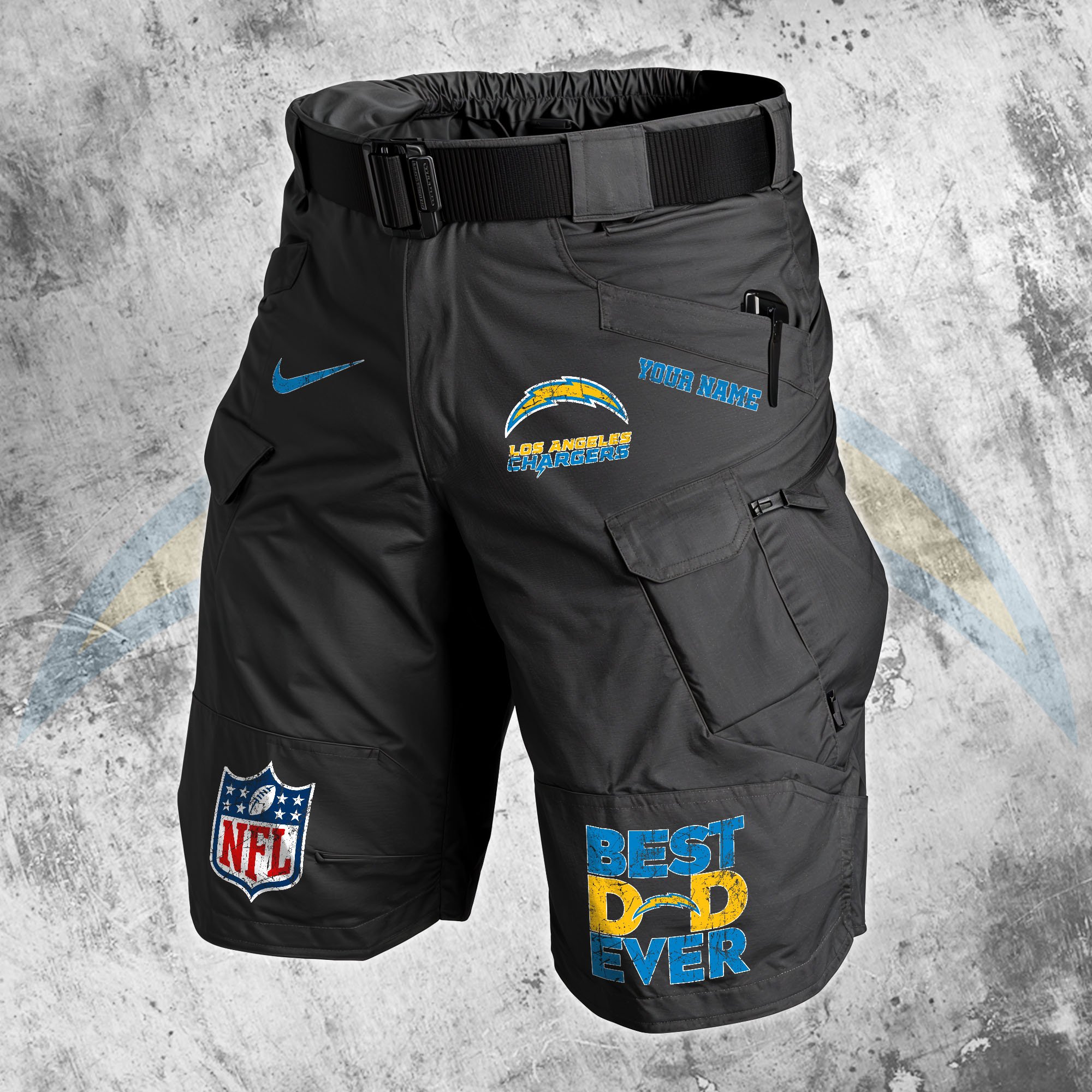 Los Angeles Chargers Men Cargo Shorts Custom Your Name, Football Lovers Clothings, Father's Day Gifts EHIVM-05152262N