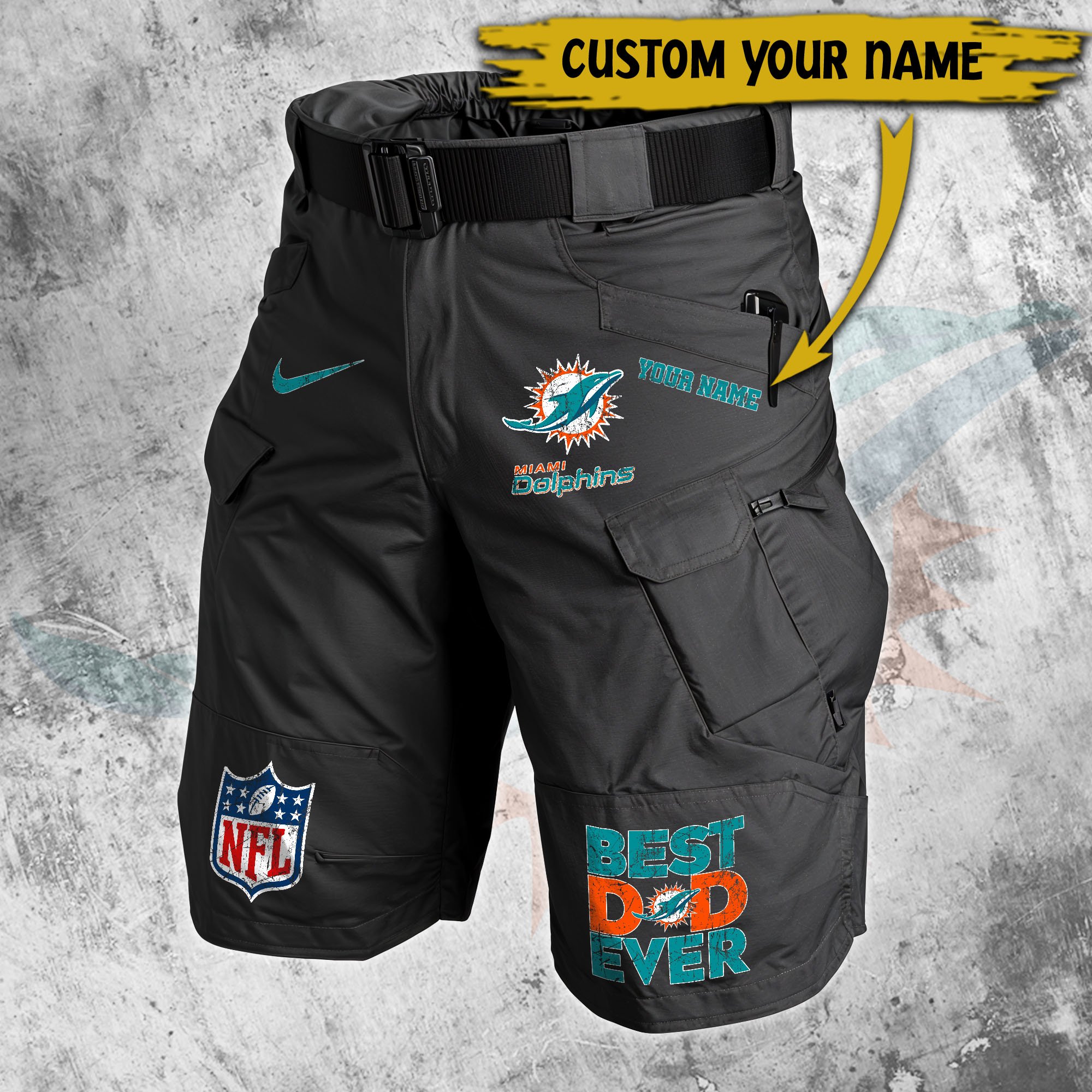 Alternative view of Miami Dolphins Men Cargo Shorts Custom Your Name, Football Lovers Clothings, Father's Day Gifts EHIVM-05152262N
