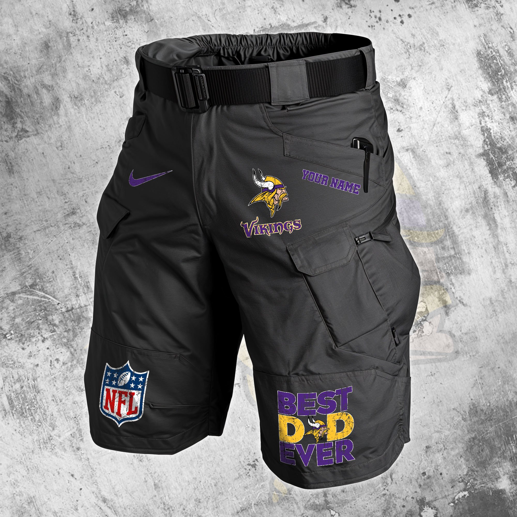 Minnesota Vikings Men Cargo Shorts Custom Your Name, Football Lovers Clothings, Father's Day Gifts EHIVM-05152262N