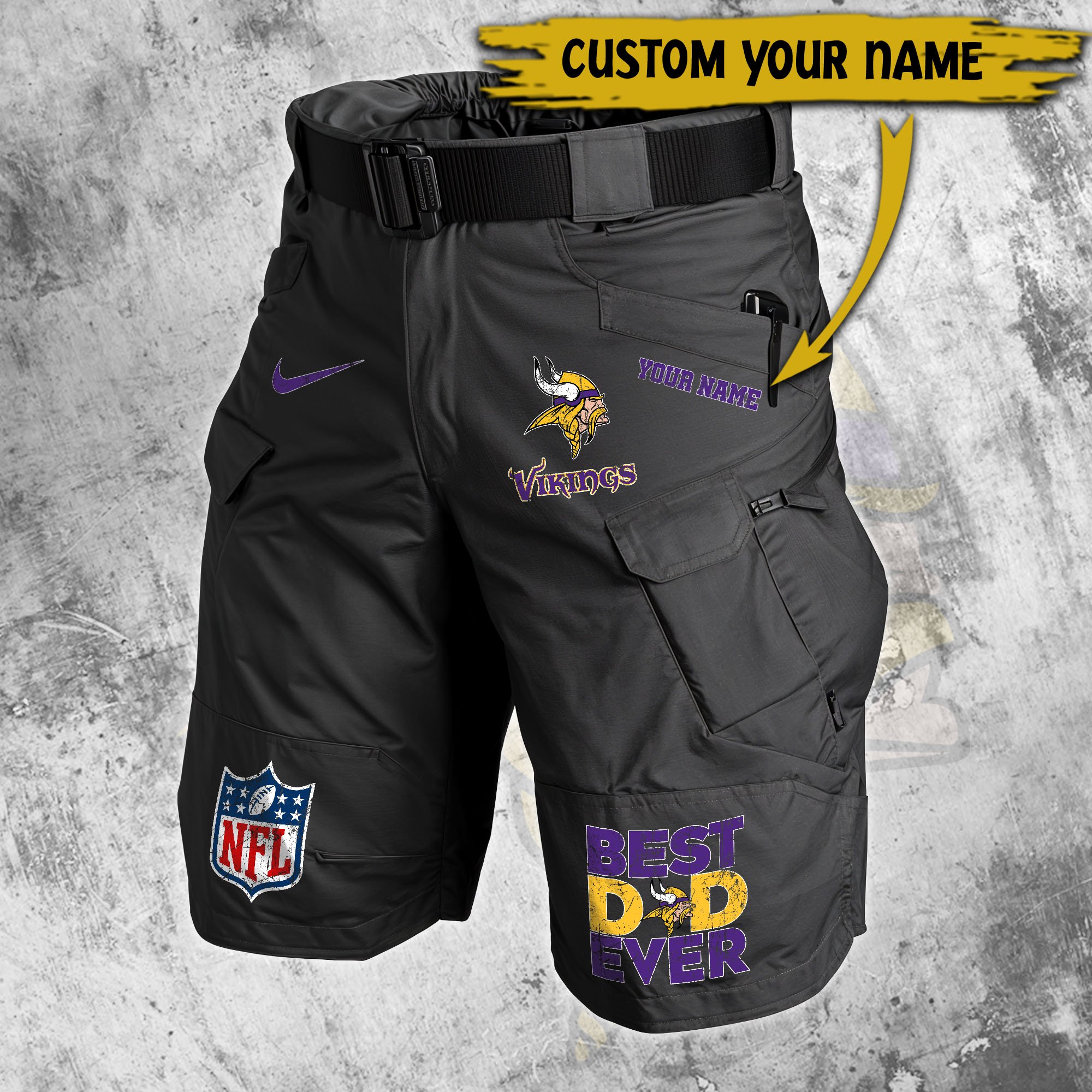 Alternative view of Minnesota Vikings Men Cargo Shorts Custom Your Name, Football Lovers Clothings, Father's Day Gifts EHIVM-05152262N