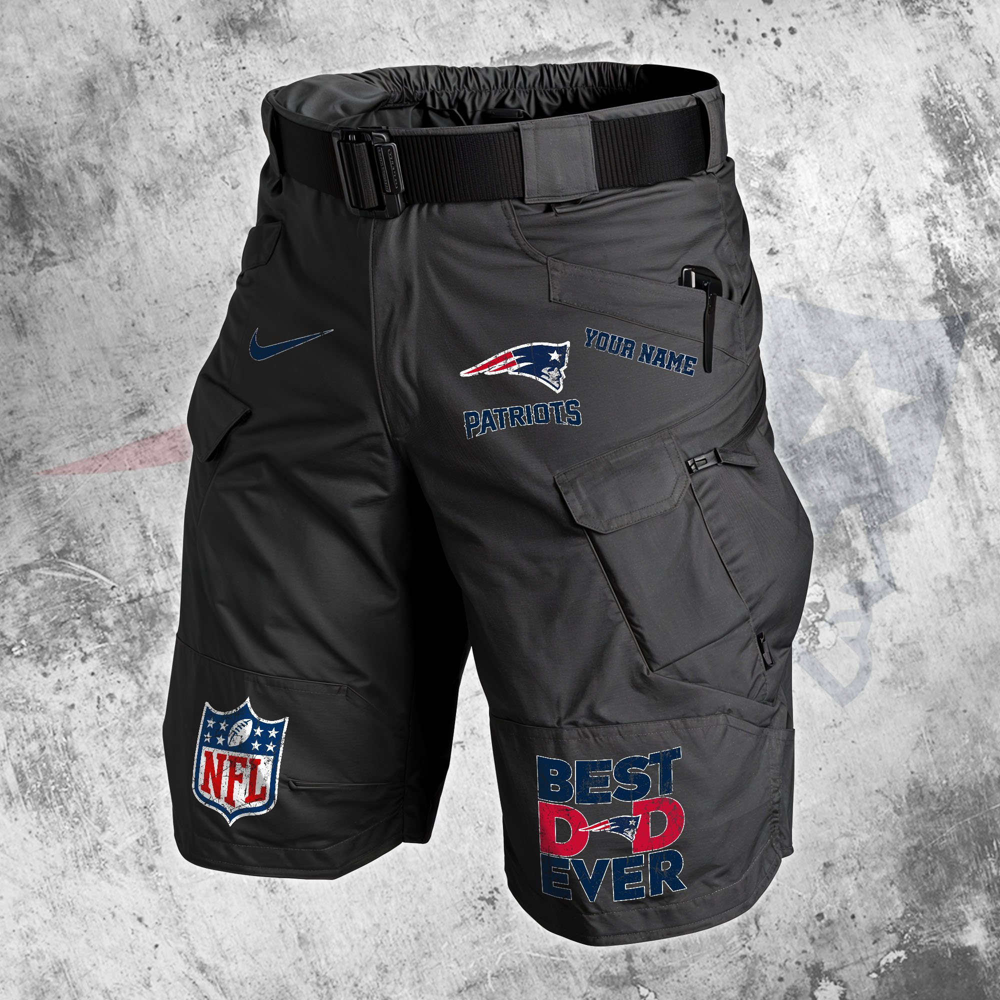 New England Patriots Men Cargo Shorts Custom Your Name, Football Lovers Clothings, Father's Day Gifts EHIVM-05152262N