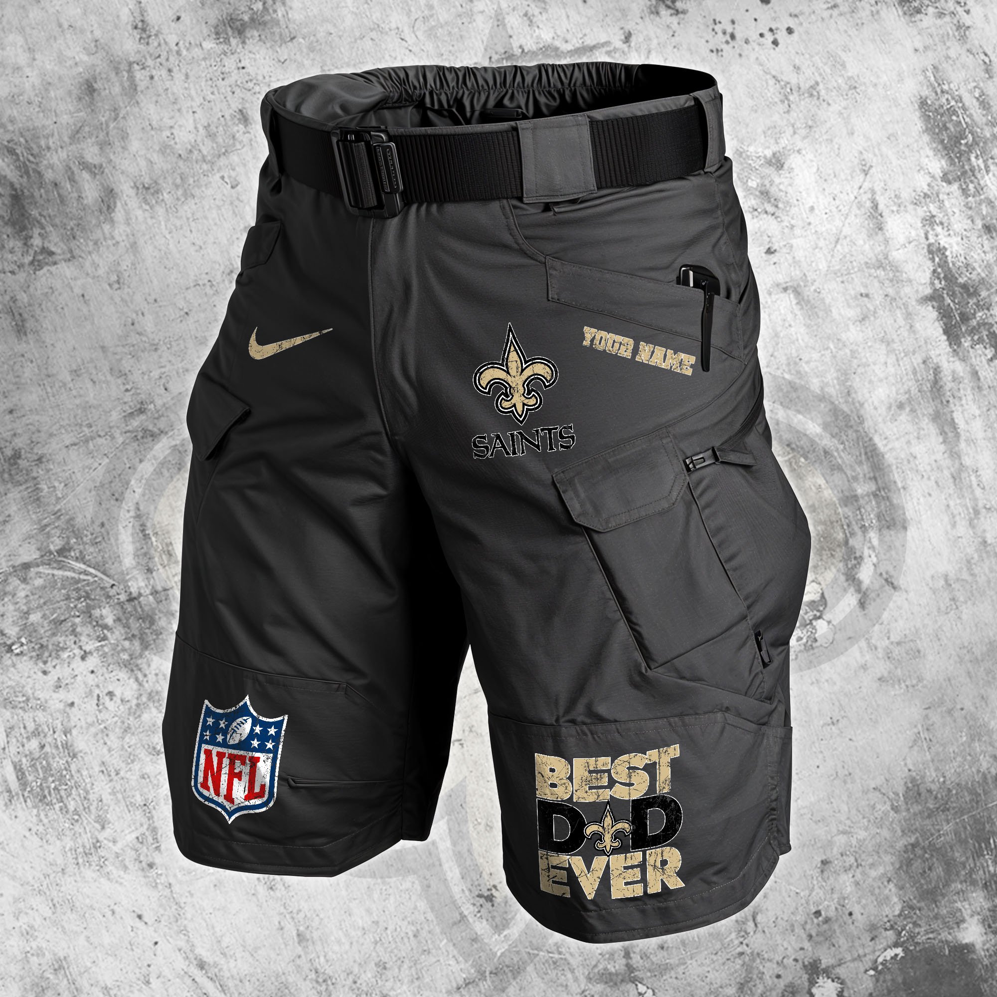 New Orleans Saints Men Cargo Shorts Custom Your Name, Football Lovers Clothings, Father's Day Gifts EHIVM-05152262N