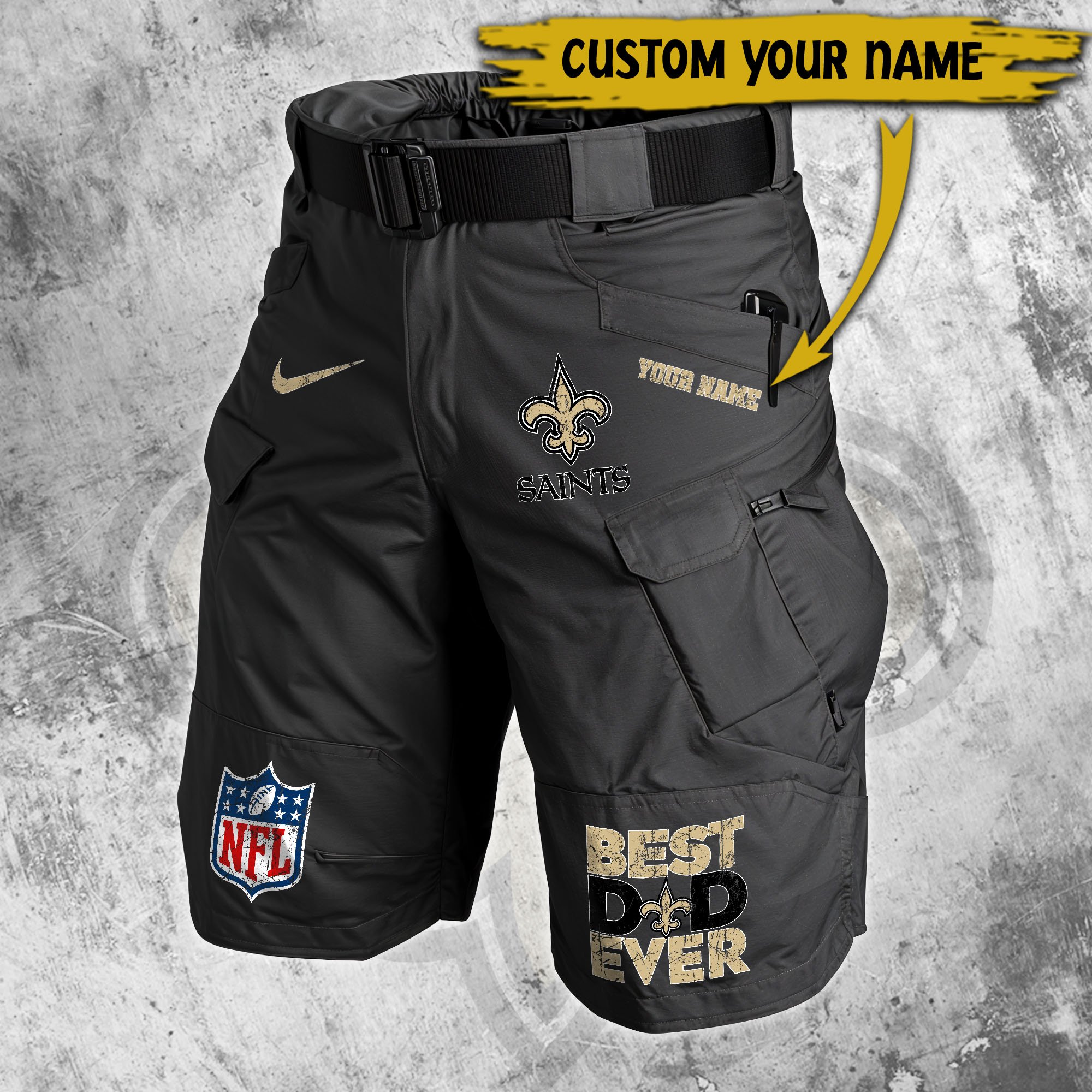 Alternative view of New Orleans Saints Men Cargo Shorts Custom Your Name, Football Lovers Clothings, Father's Day Gifts EHIVM-05152262N