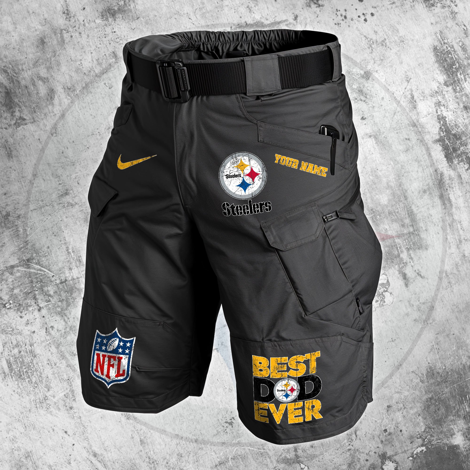 Pittsburgh Steelers Men Cargo Shorts Custom Your Name, Football Lovers Clothings, Father's Day Gifts EHIVM-05152262N