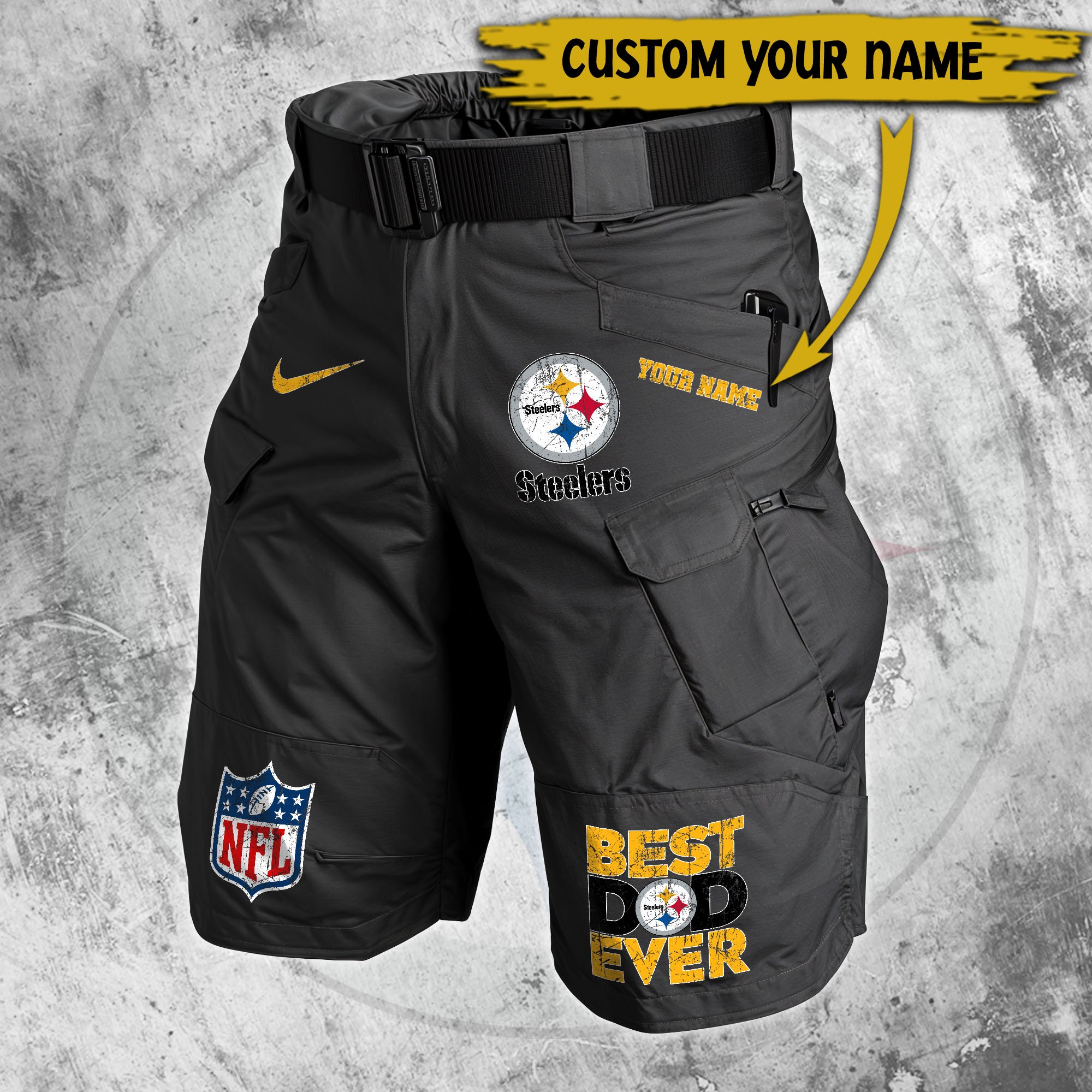Alternative view of Pittsburgh Steelers Men Cargo Shorts Custom Your Name, Football Lovers Clothings, Father's Day Gifts EHIVM-05152262N