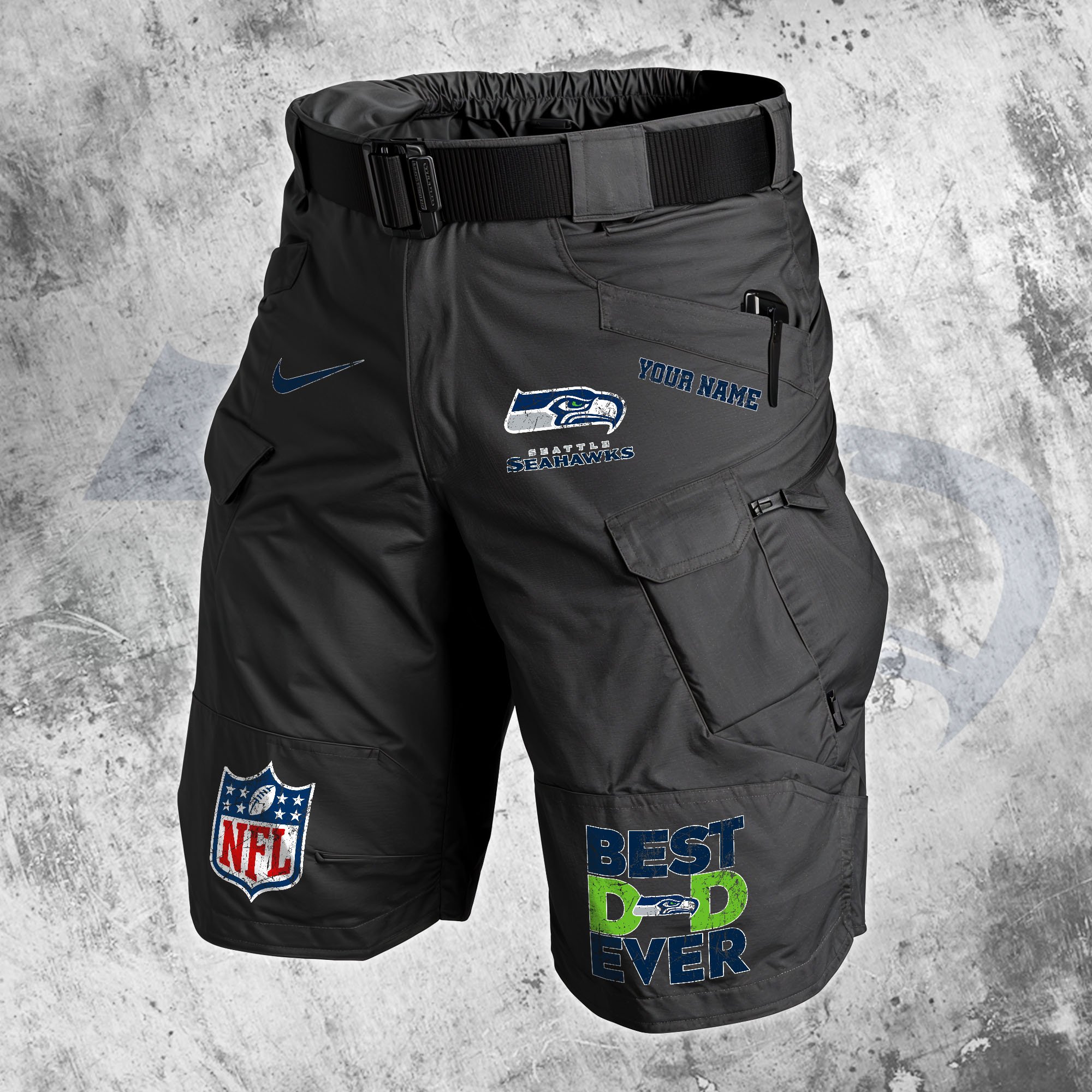 Seattle Seahawks Men Cargo Shorts Custom Your Name, Football Lovers Clothings, Father's Day Gifts EHIVM-05152262N