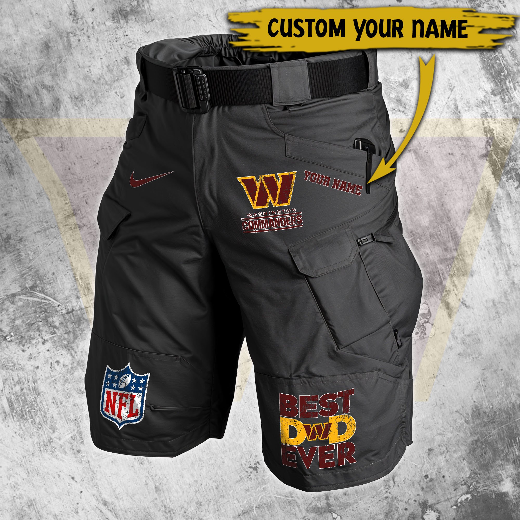 Alternative view of Washington Commanders Men Cargo Shorts Custom Your Name, Football Lovers Clothings, Father's Day Gifts EHIVM-05152262N