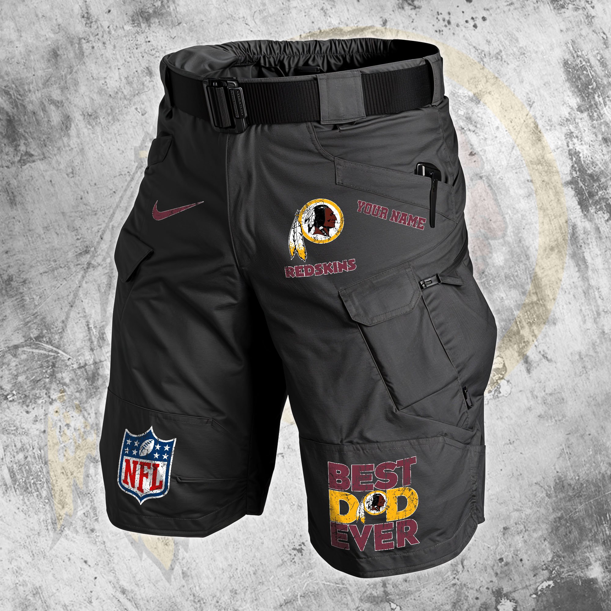 Washington Redskins Men Cargo Shorts Custom Your Name, Football Lovers Clothings, Father's Day Gifts EHIVM-05152262N