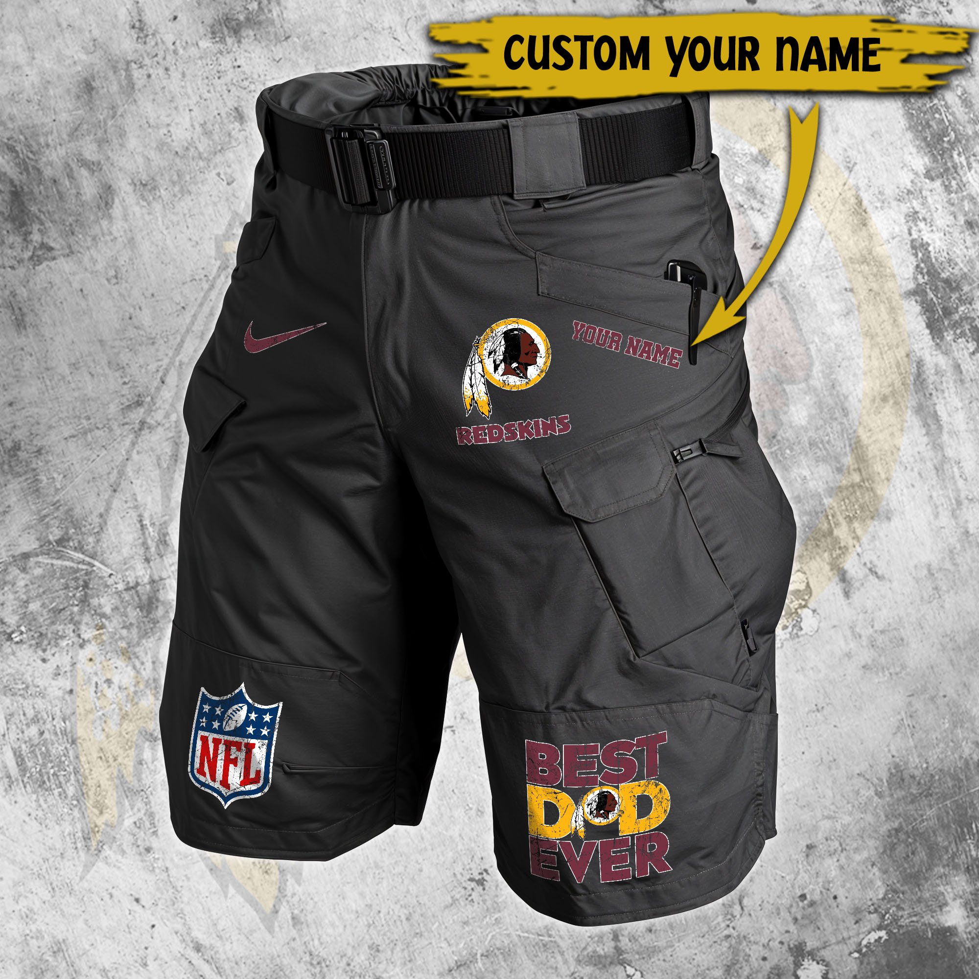 Alternative view of Washington Redskins Men Cargo Shorts Custom Your Name, Football Lovers Clothings, Father's Day Gifts EHIVM-05152262N