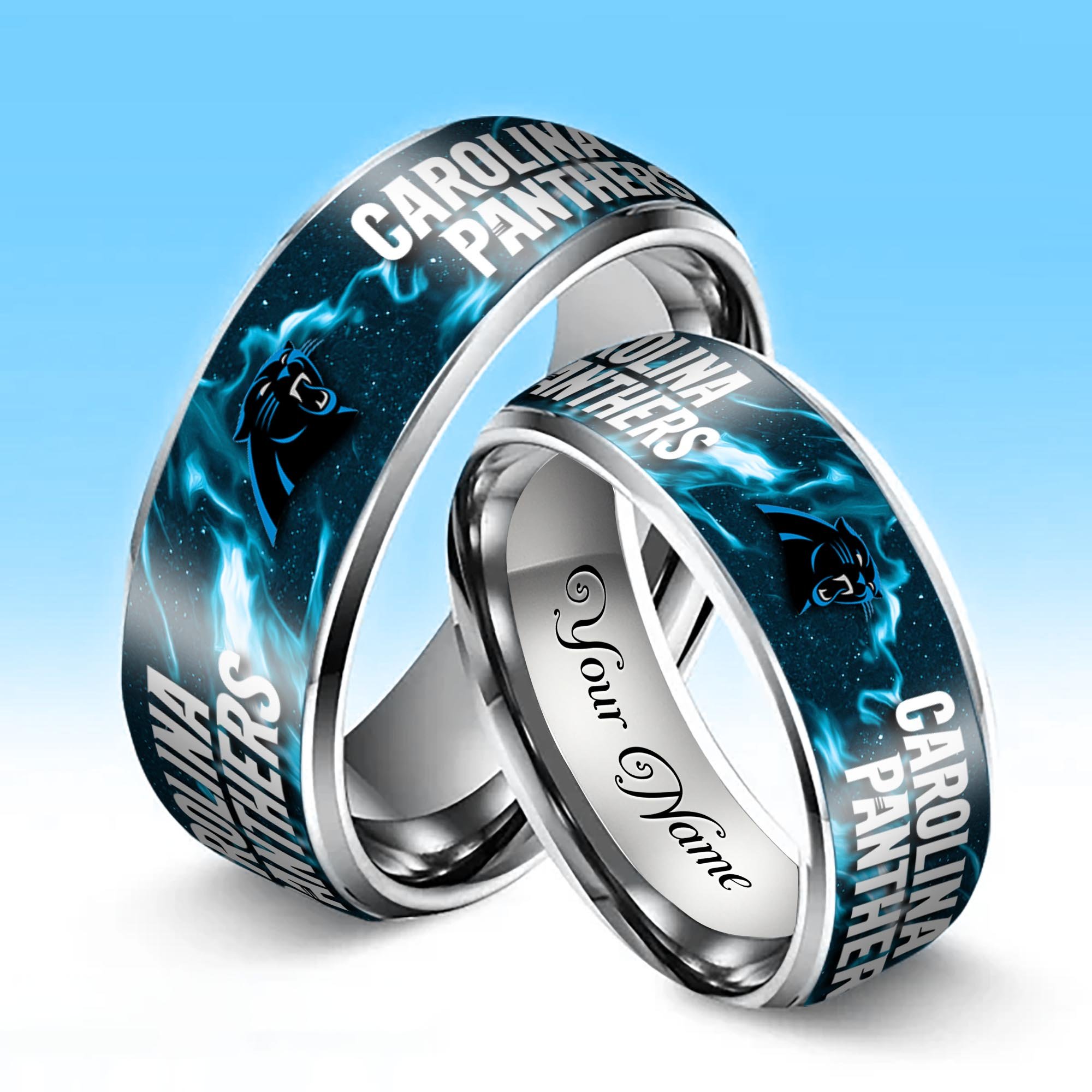 Alternative view of Carolina Panthers Stainless Steel Rings Comes With Box 2025 versions, Gifts For Fan EHIVM-05132196