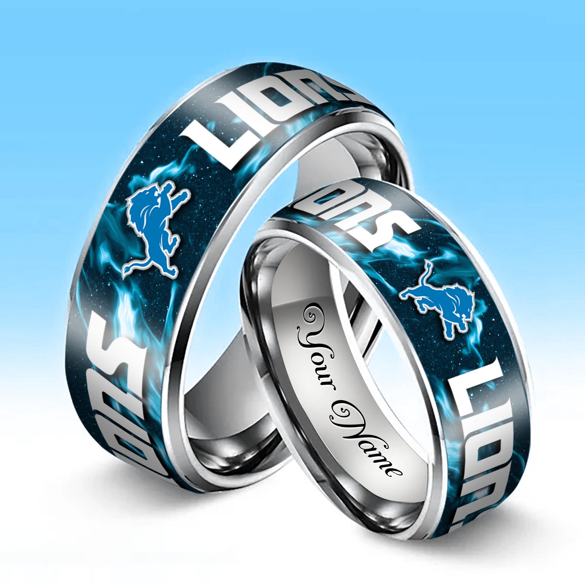Alternative view of Detroit Lions Stainless Steel Rings Comes With Box 2025 versions, Gifts For Fan EHIVM-05132196