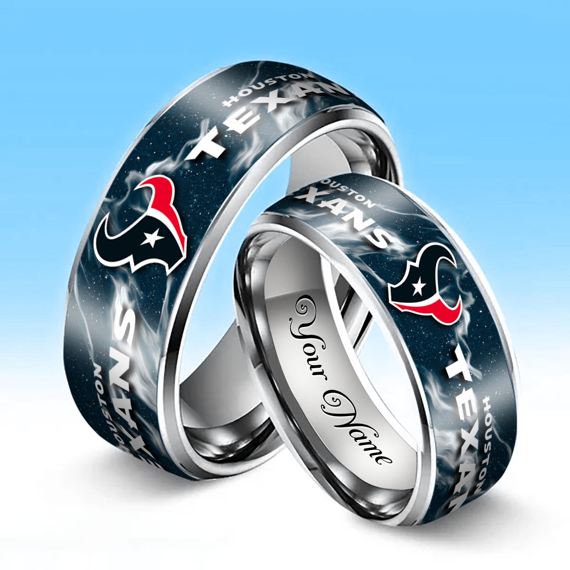Alternative view of Houston Texans Stainless Steel Rings Comes With Box 2025 versions, Gifts For Fan EHIVM-05132196
