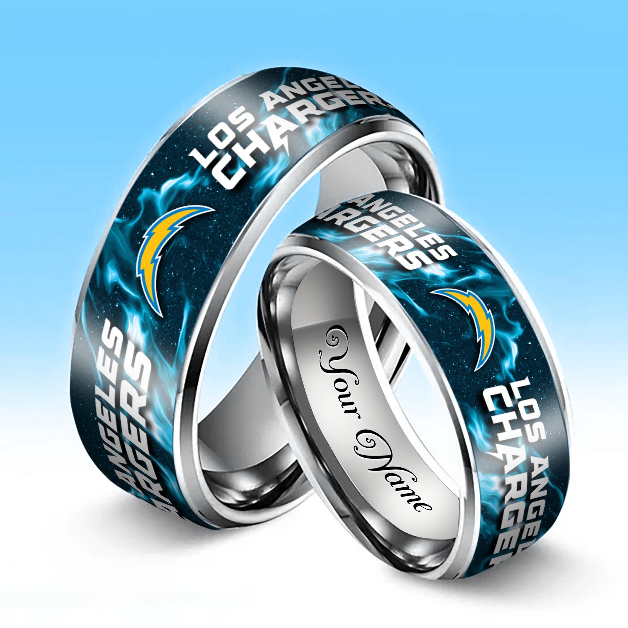 Alternative view of Los Angeles Chargers Stainless Steel Rings Comes With Box 2025 versions, Gifts For Fan EHIVM-05132196
