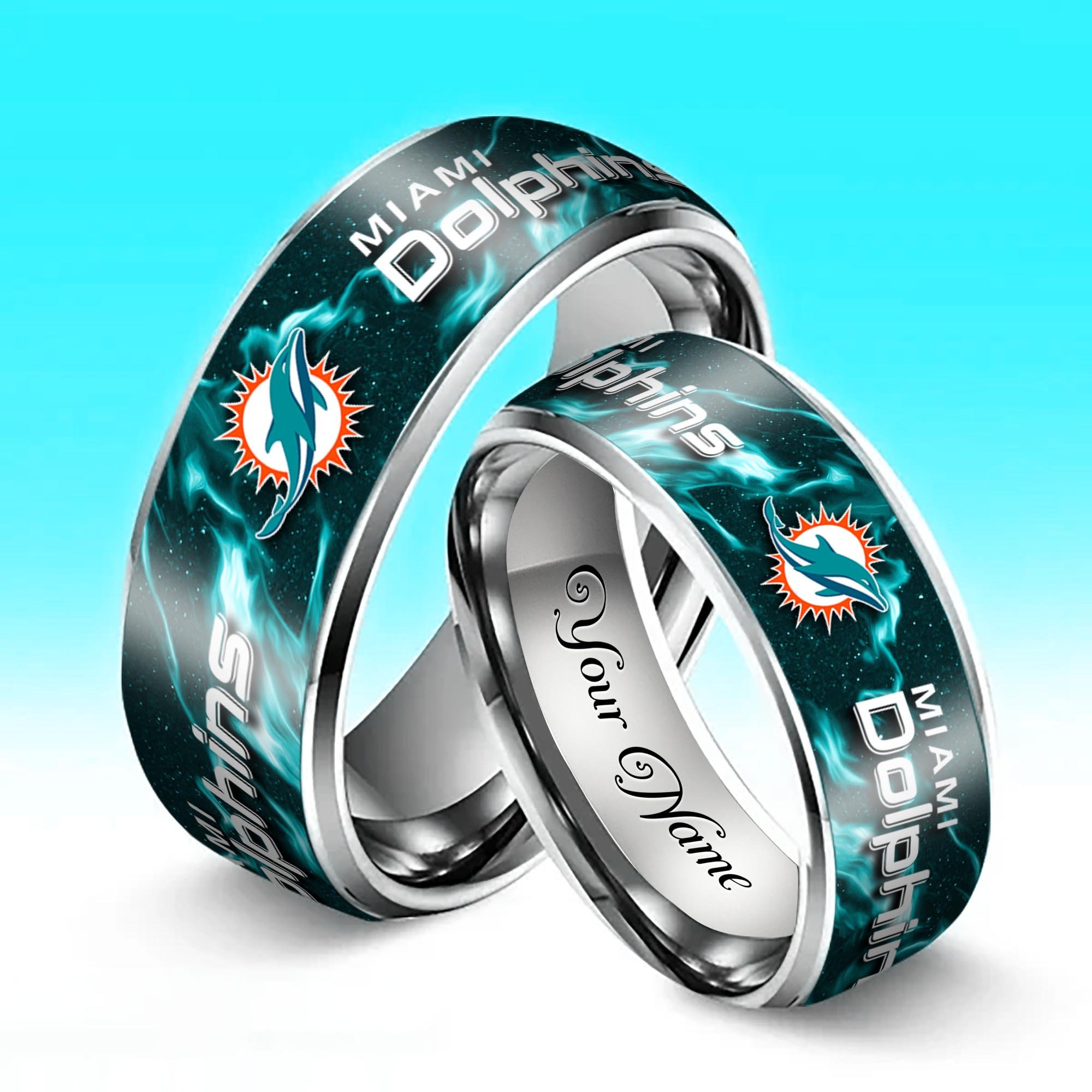 Alternative view of Miami Dolphins Stainless Steel Rings Comes With Box 2025 versions, Gifts For Fan EHIVM-05132196