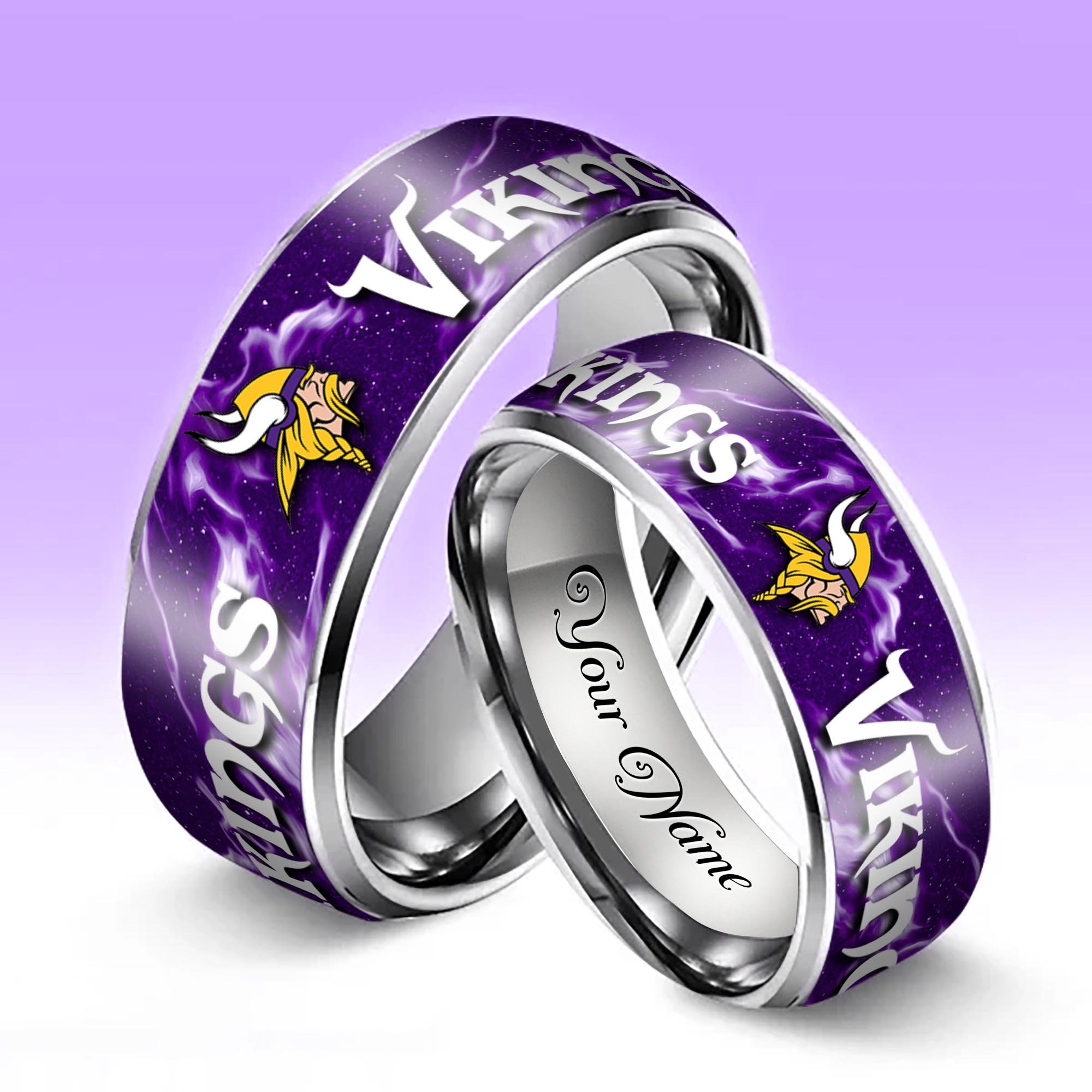 Alternative view of Minnesota Vikings Stainless Steel Rings Comes With Box 2025 versions, Gifts For Fan EHIVM-05132196