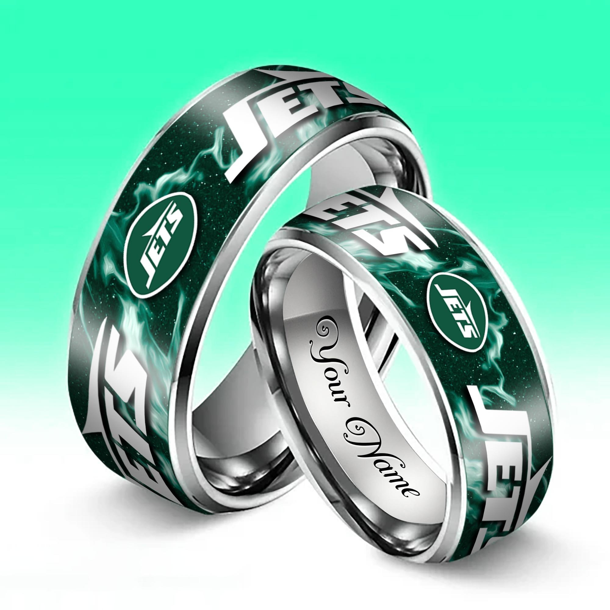 Alternative view of New York Jets Stainless Steel Rings Comes With Box 2025 versions, Gifts For Fan EHIVM-05132196
