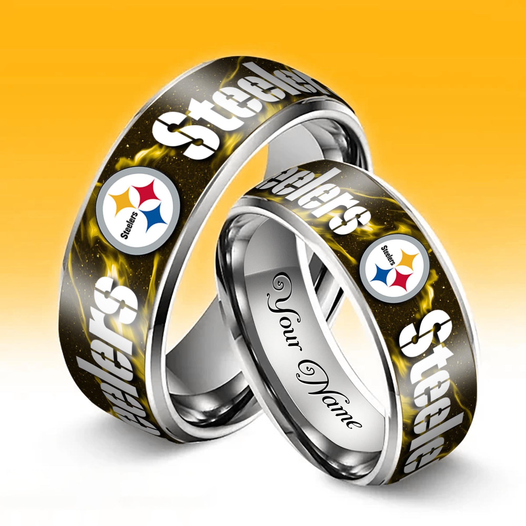 Alternative view of Pittsburgh Steelers Stainless Steel Rings Comes With Box 2025 versions, Gifts For Fan EHIVM-05132196