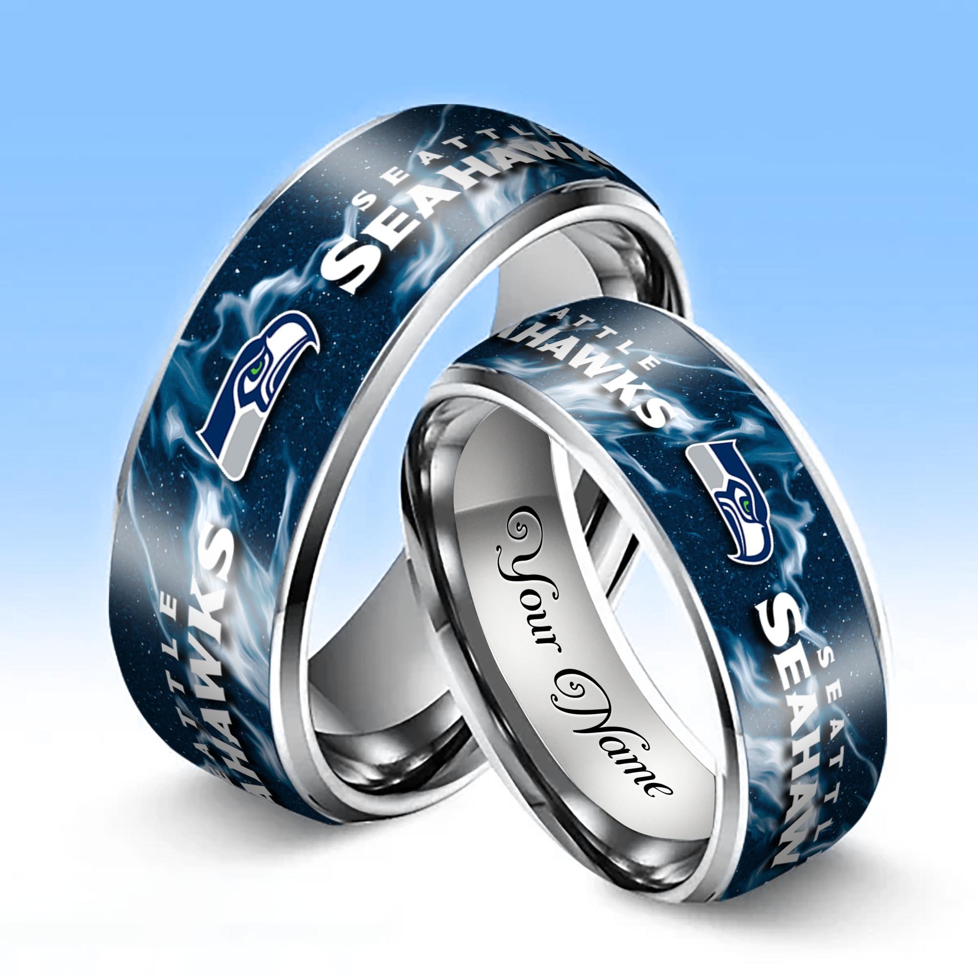 Alternative view of Seattle Seahawks Stainless Steel Rings Comes With Box 2025 versions, Gifts For Fan EHIVM-05132196