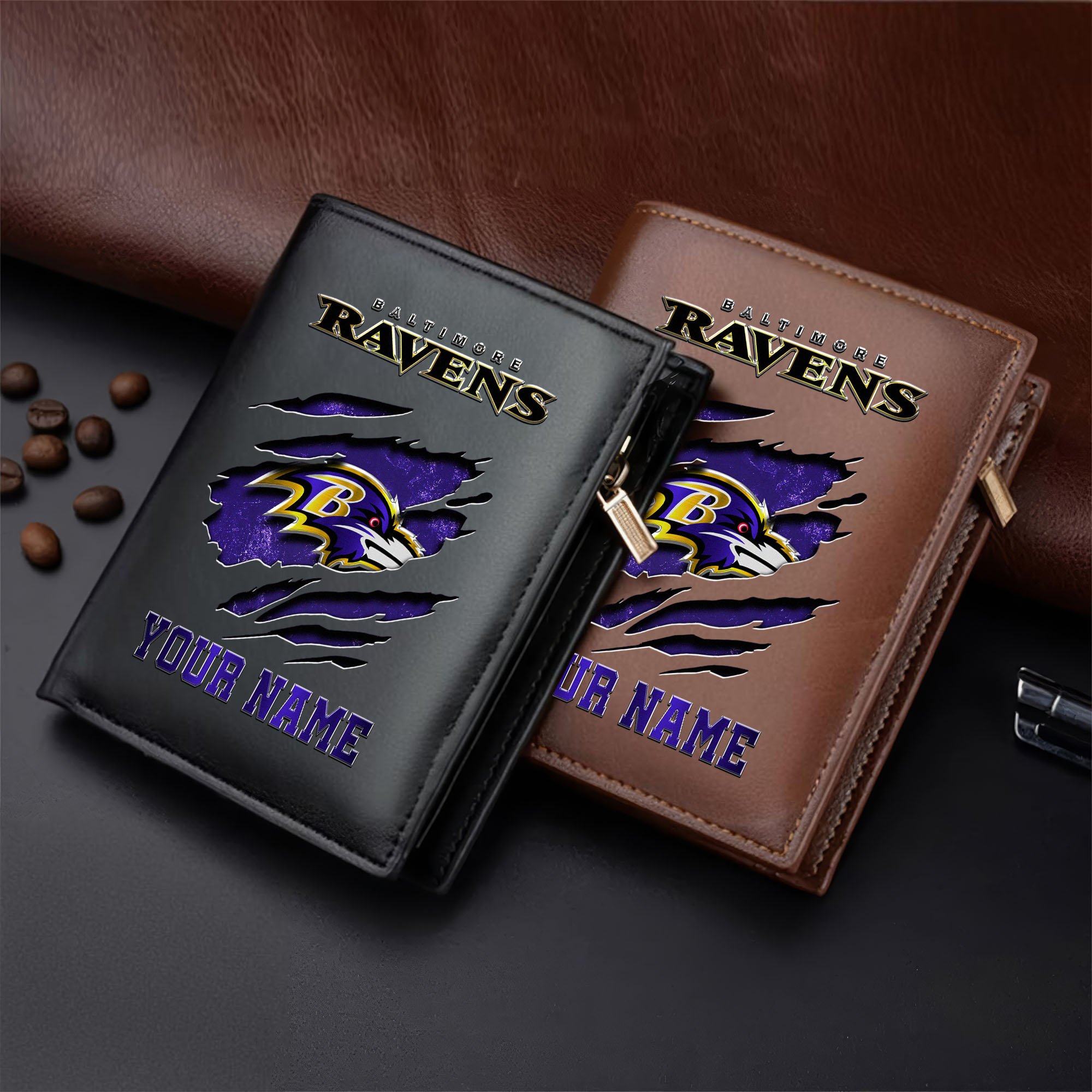 Baltimore Ravens Men Wallet Custom Your Name, Football Team Men Wallet For Fans, Gifts For Football Lovers  EHIVM-05152222