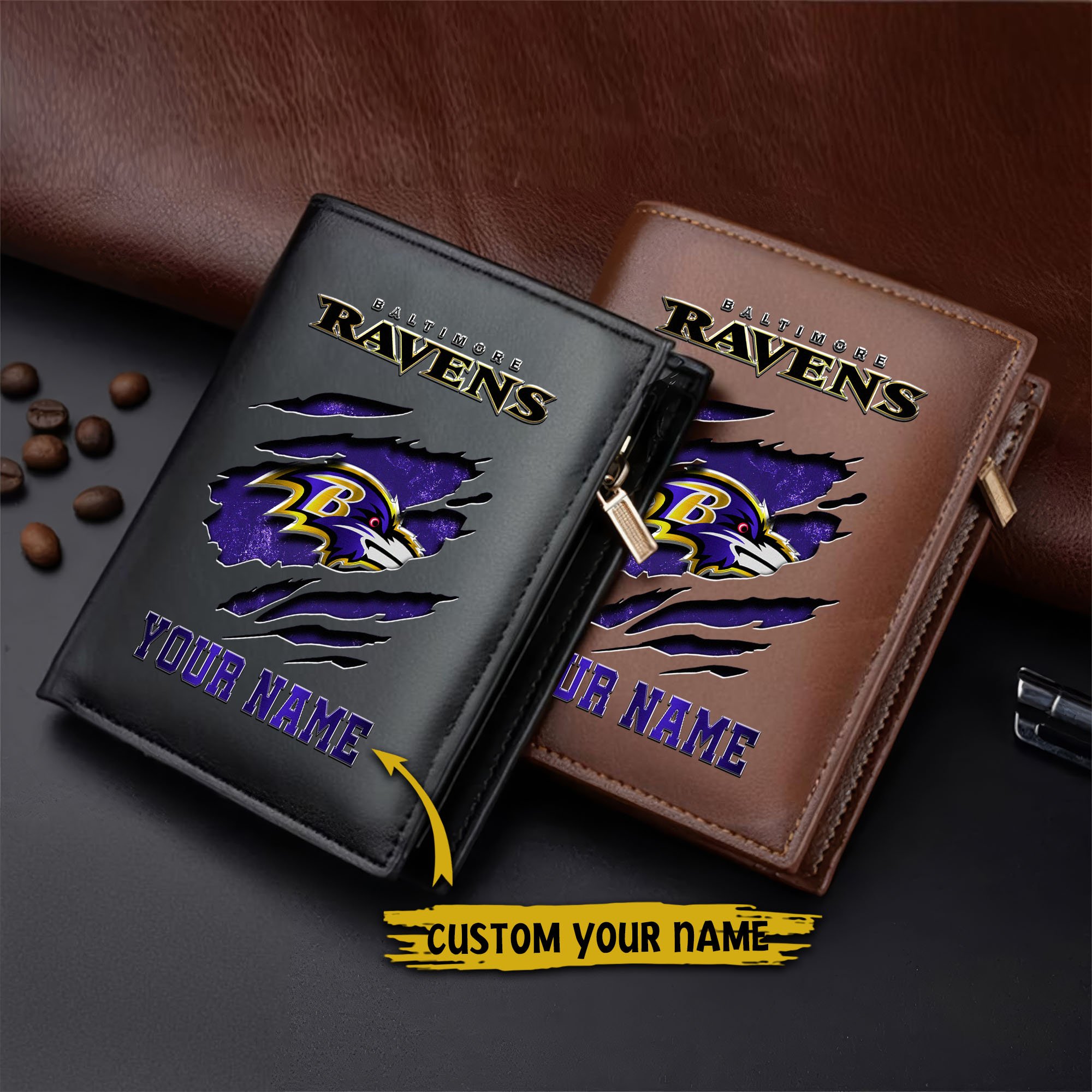 Alternative view of Baltimore Ravens Men Wallet Custom Your Name, Football Team Men Wallet For Fans, Gifts For Football Lovers  EHIVM-05152222