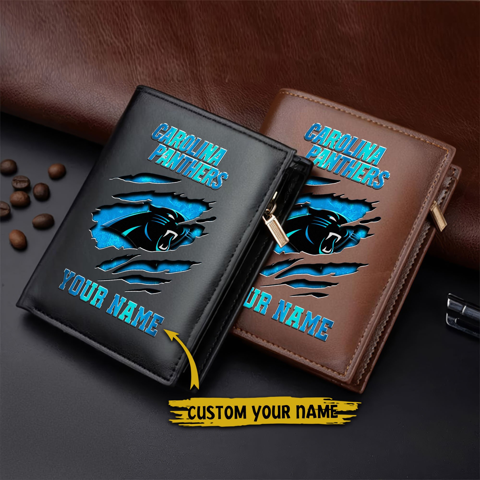 Alternative view of Carolina Panthers Men Wallet Custom Your Name, Football Team Men Wallet For Fans, Gifts For Football Lovers  EHIVM-05152222