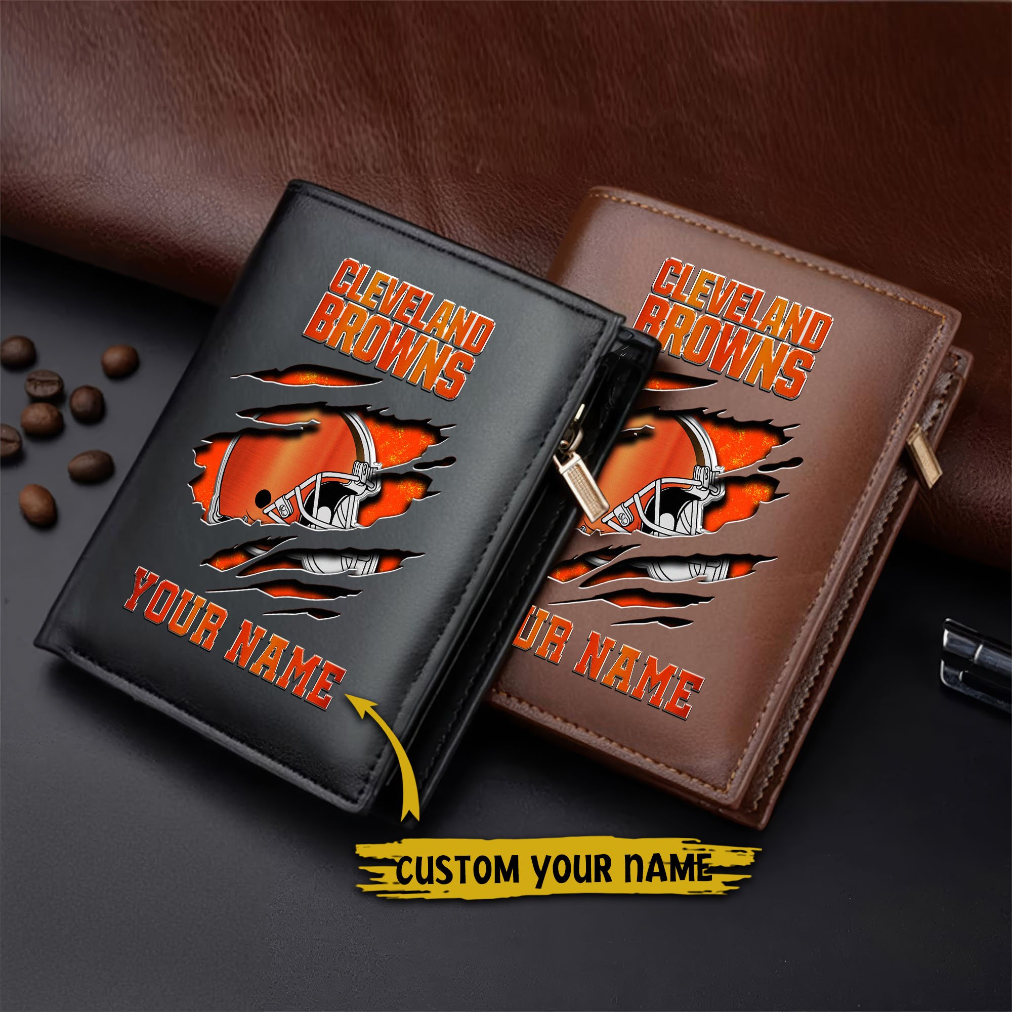 Alternative view of Cleveland Browns Men Wallet Custom Your Name, Football Team Men Wallet For Fans, Gifts For Football Lovers  EHIVM-05152222