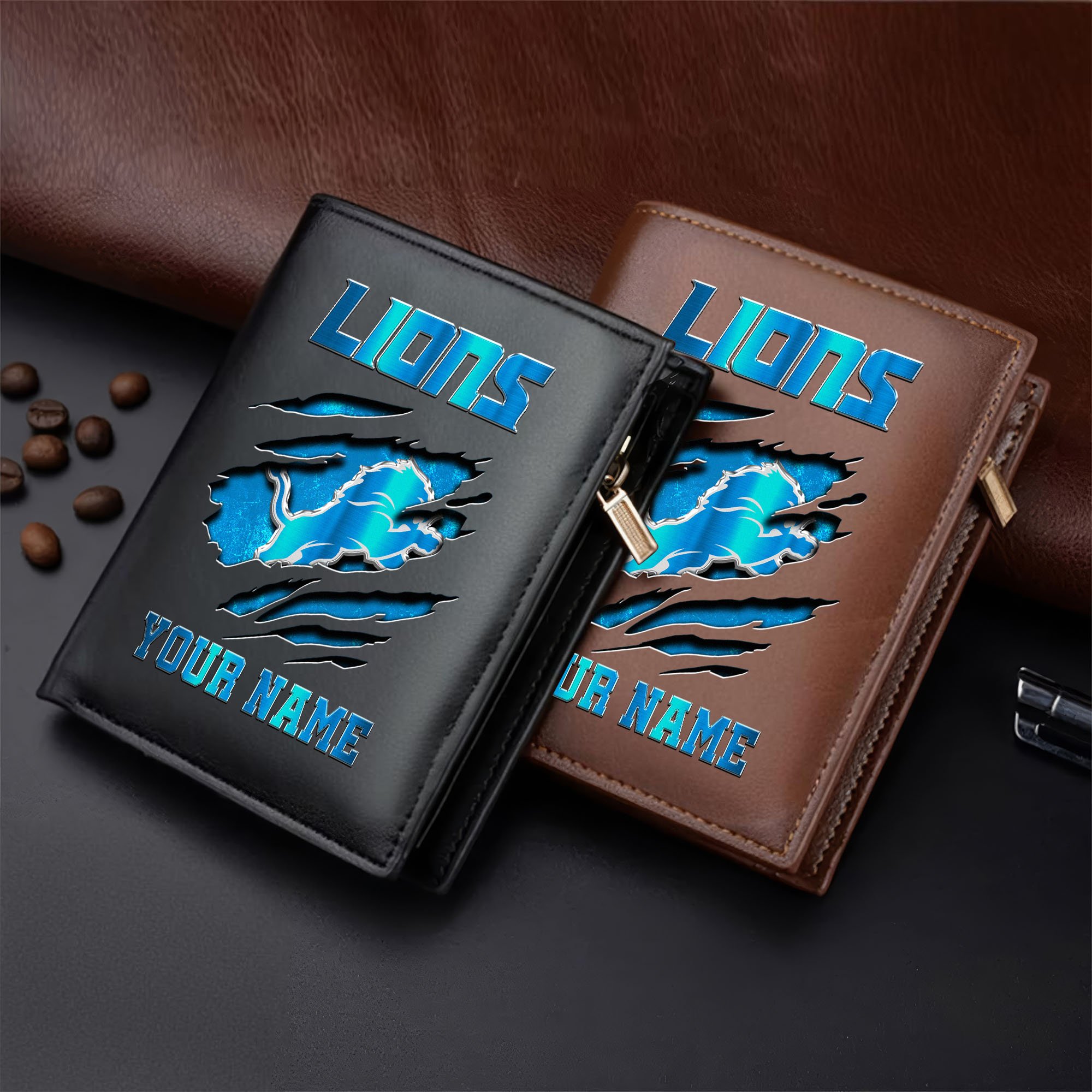 Detroit Lions Men Wallet Custom Your Name, Football Team Men Wallet For Fans, Gifts For Football Lovers  EHIVM-05152222
