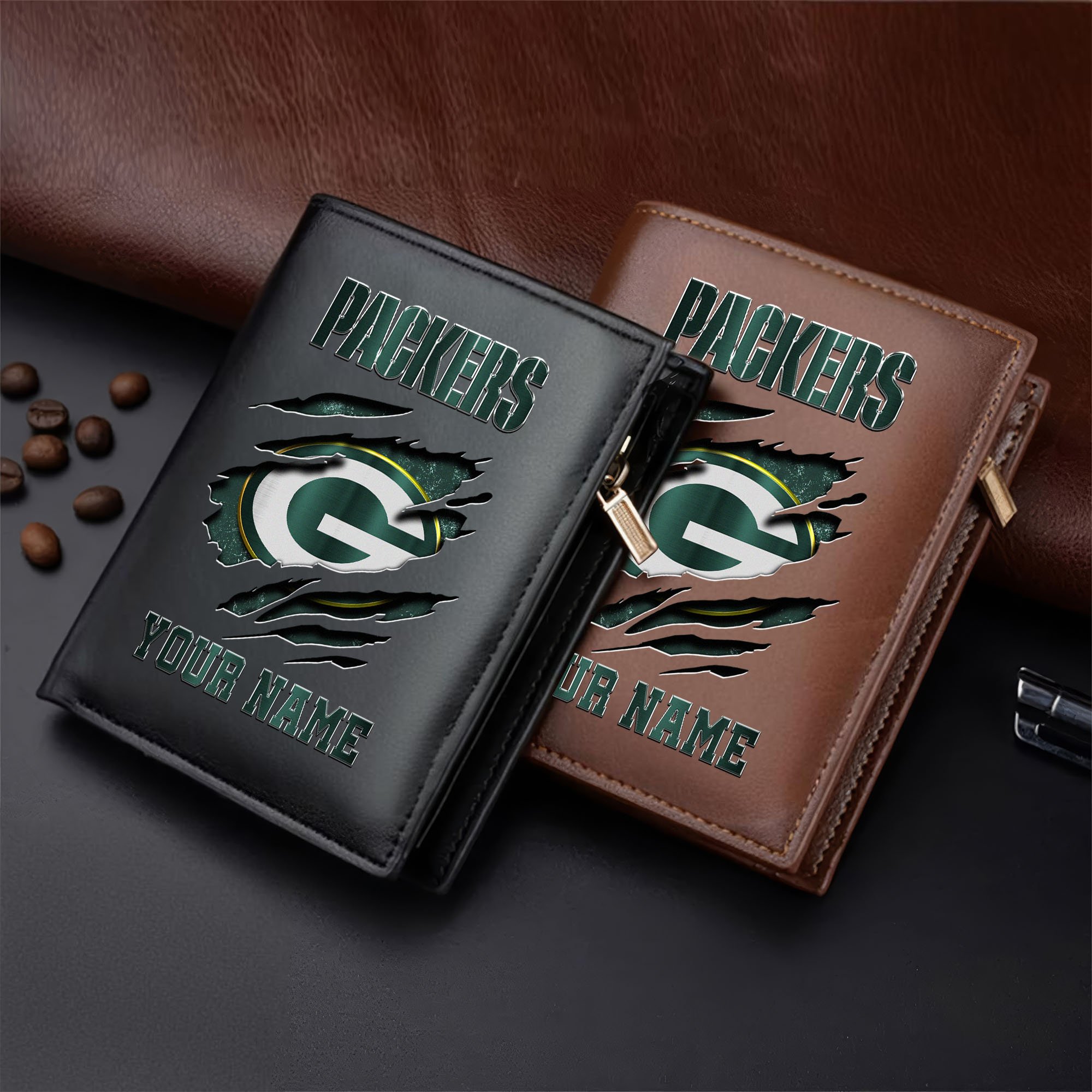 Green Bay Packers Men Wallet Custom Your Name, Football Team Men Wallet For Fans, Gifts For Football Lovers  EHIVM-05152222