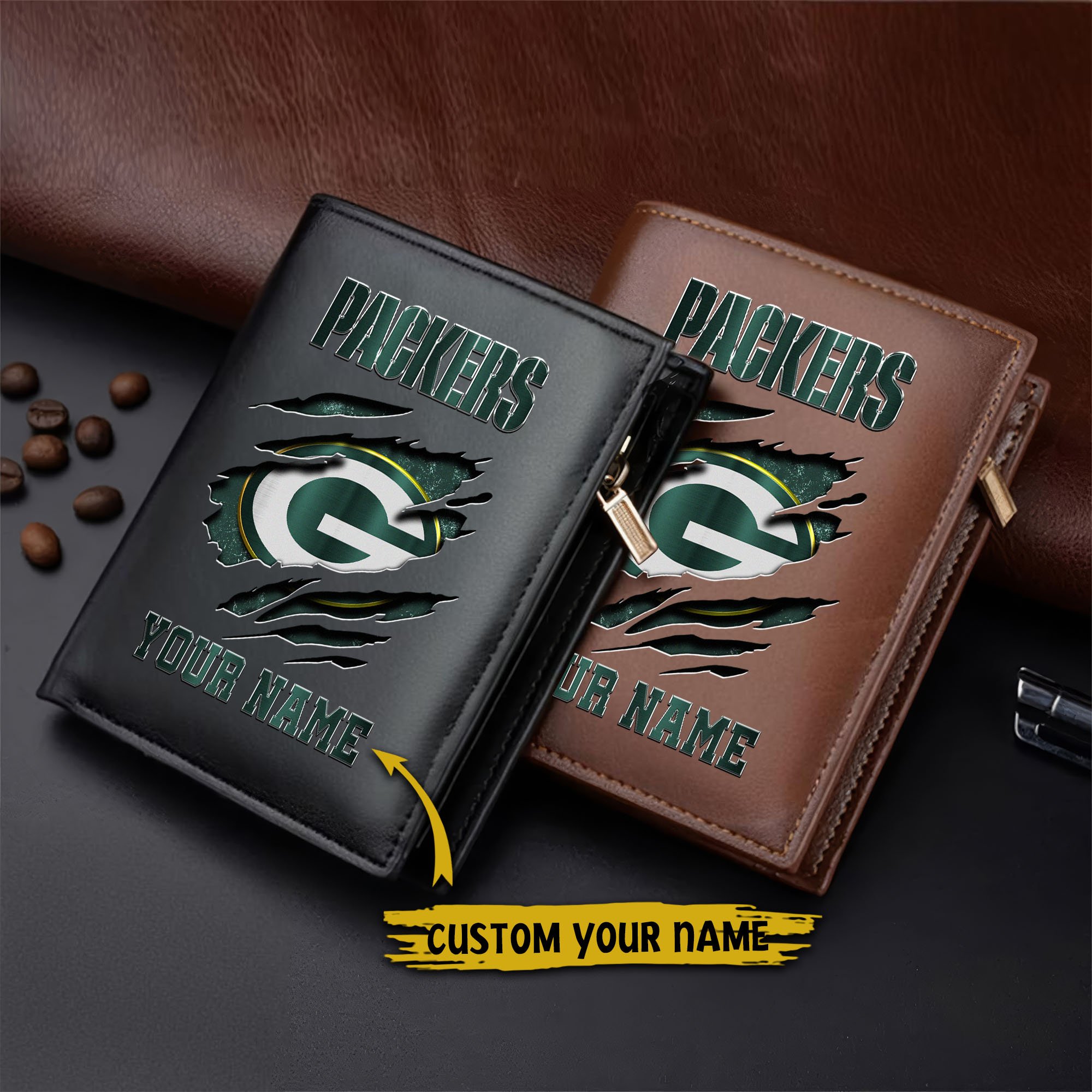 Alternative view of Green Bay Packers Men Wallet Custom Your Name, Football Team Men Wallet For Fans, Gifts For Football Lovers  EHIVM-05152222