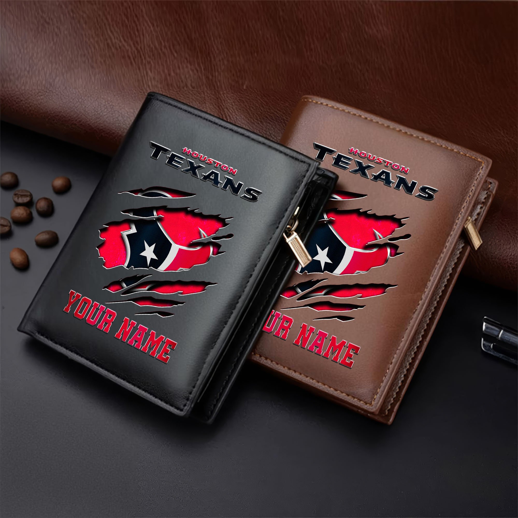 Houston Texans Men Wallet Custom Your Name, Football Team Men Wallet For Fans, Gifts For Football Lovers  EHIVM-05152222