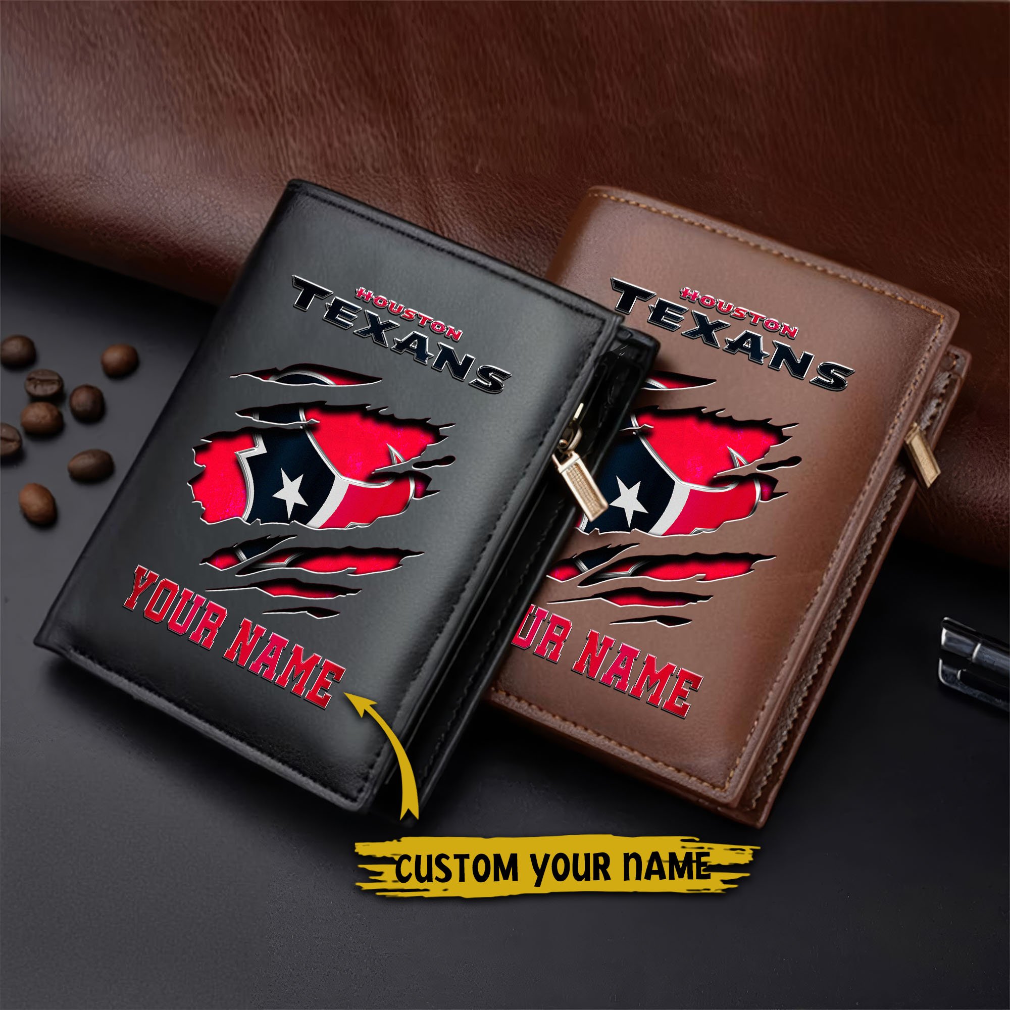 Alternative view of Houston Texans Men Wallet Custom Your Name, Football Team Men Wallet For Fans, Gifts For Football Lovers  EHIVM-05152222