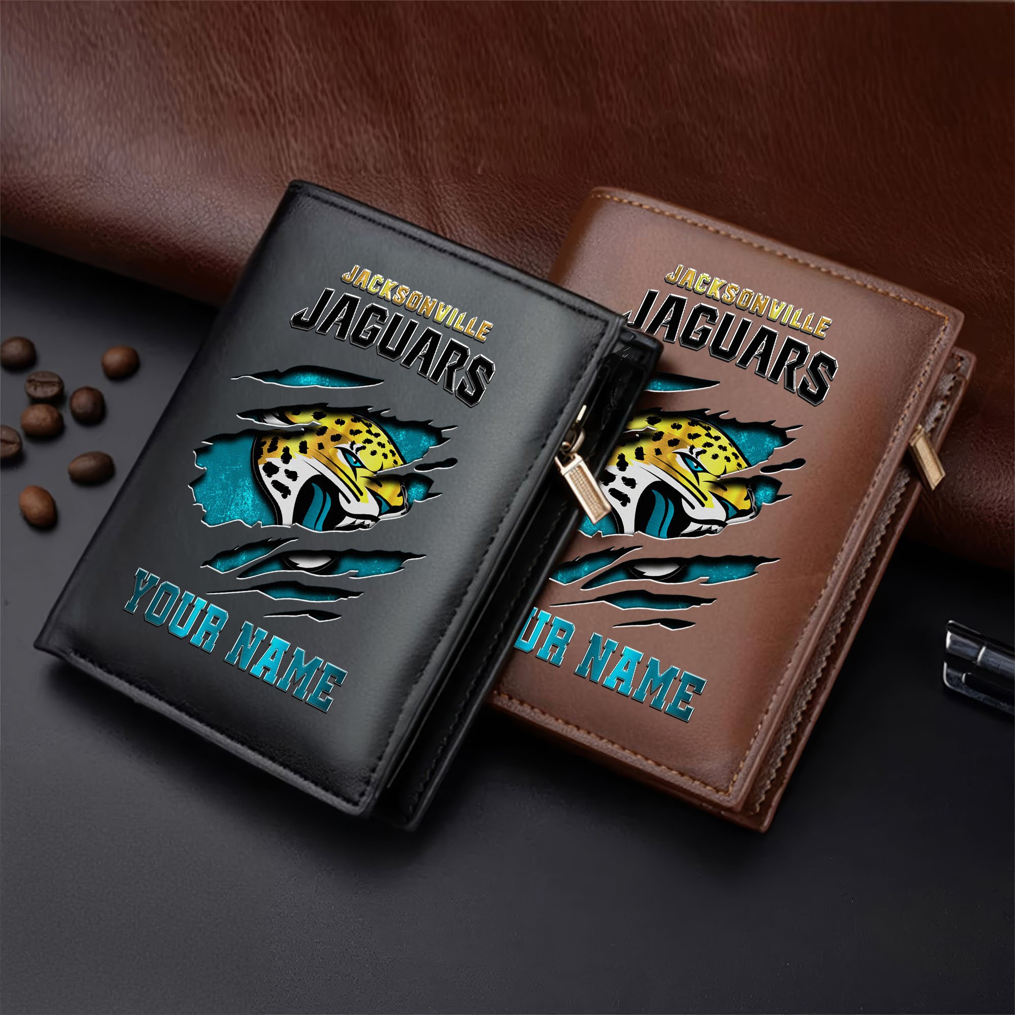 Jacksonville Jaguars Men Wallet Custom Your Name, Football Team Men Wallet For Fans, Gifts For Football Lovers  EHIVM-05152222