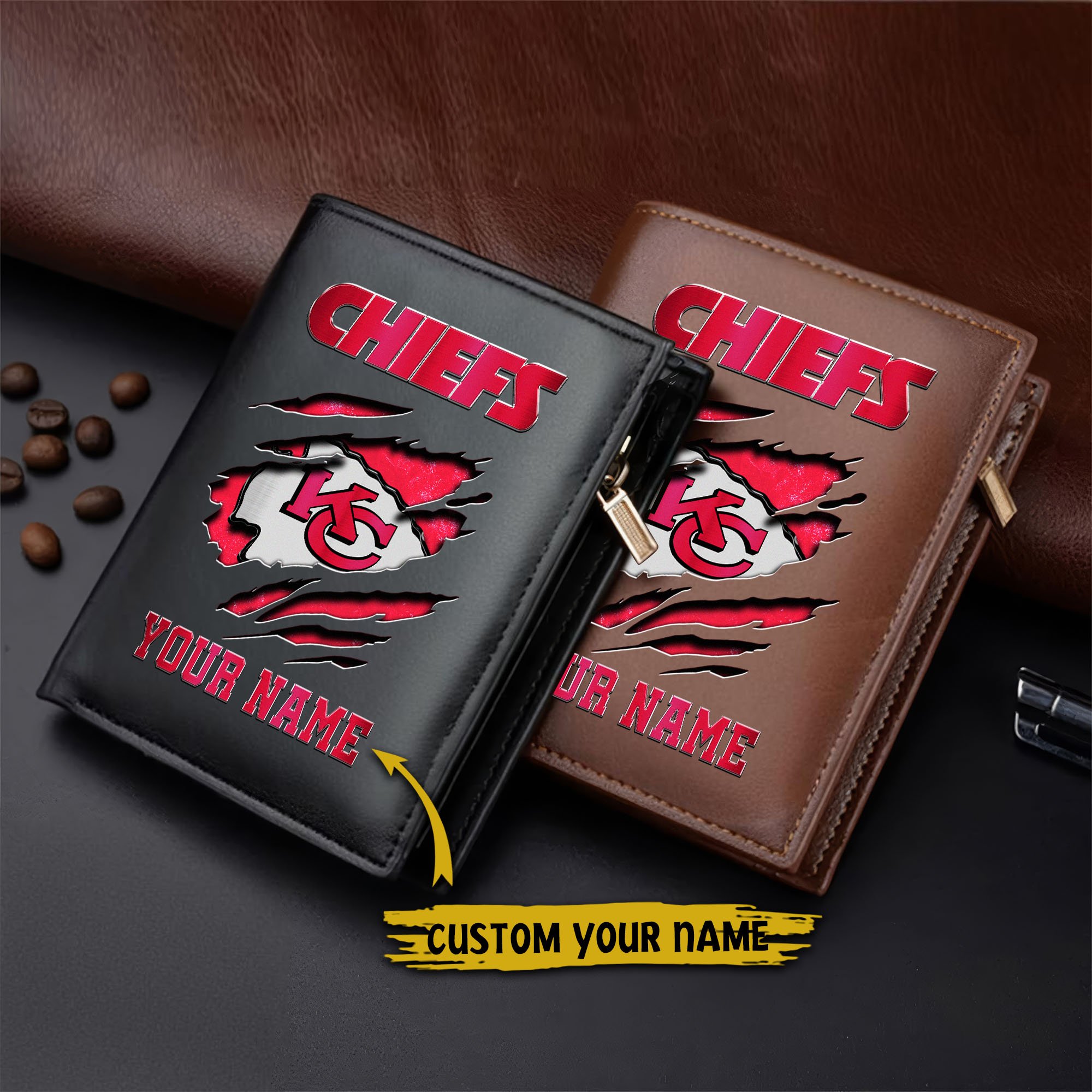 Alternative view of Kansas City Chiefs Men Wallet Custom Your Name, Football Team Men Wallet For Fans, Gifts For Football Lovers  EHIVM-05152222