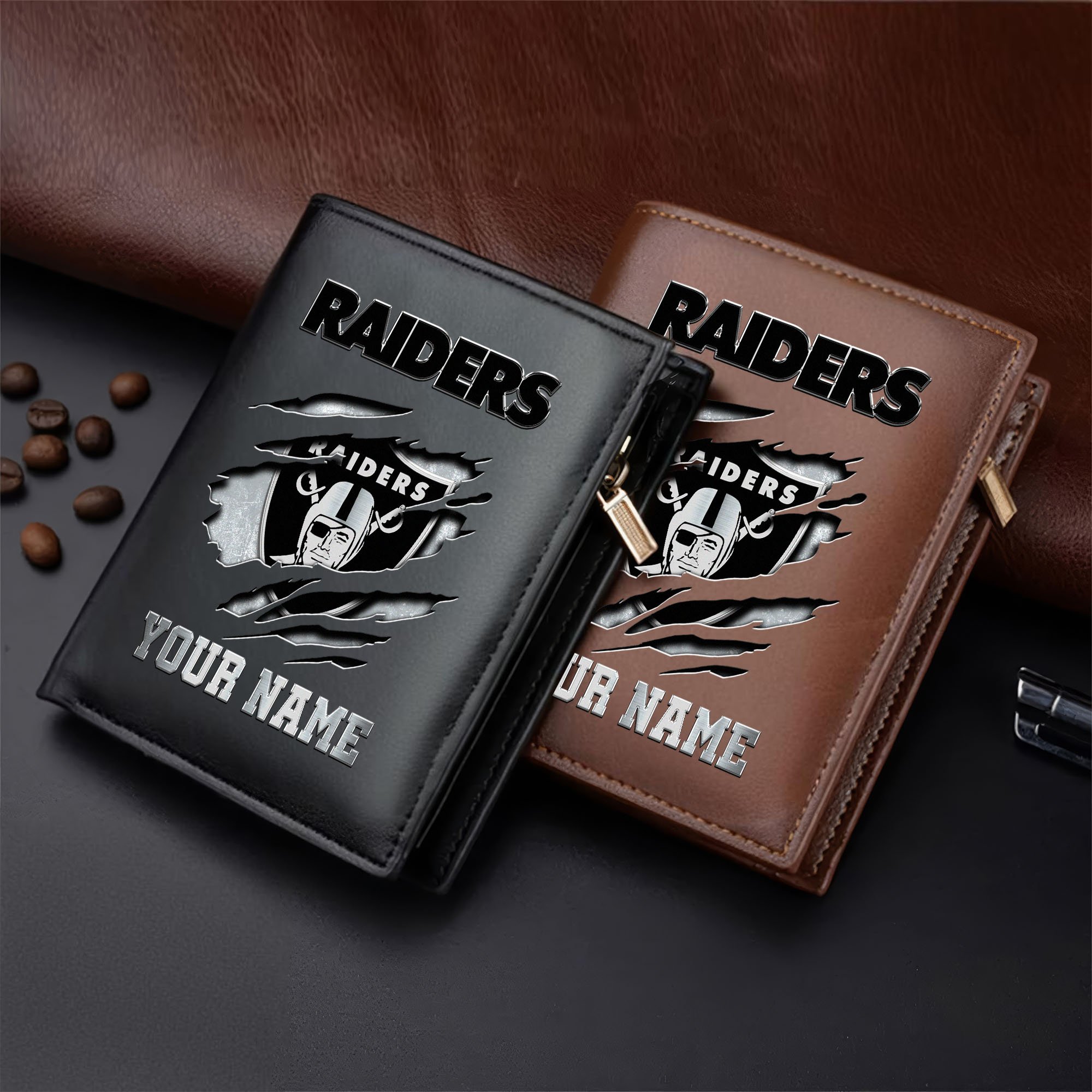 Las Vegas Raiders Men Wallet Custom Your Name, Football Team Men Wallet For Fans, Gifts For Football Lovers  EHIVM-05152222