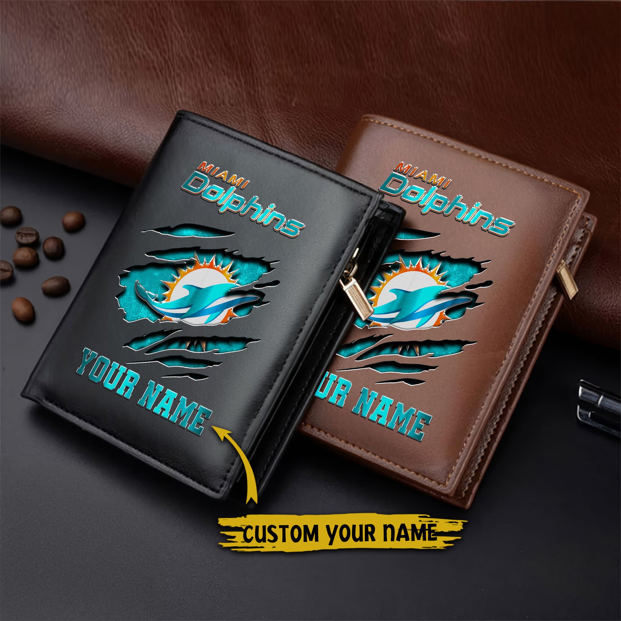 Alternative view of Miami Dolphins Men Wallet Custom Your Name, Football Team Men Wallet For Fans, Gifts For Football Lovers  EHIVM-05152222