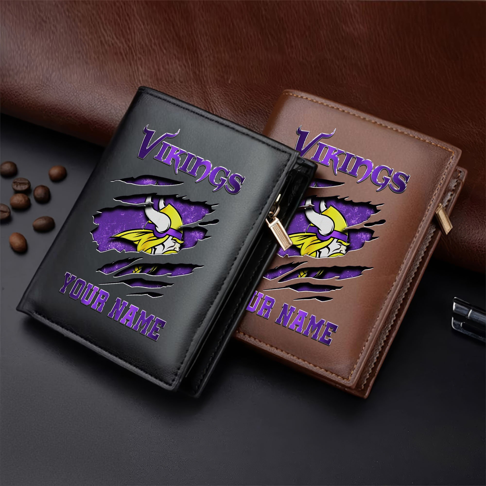 Minnesota Vikings Men Wallet Custom Your Name, Football Team Men Wallet For Fans, Gifts For Football Lovers  EHIVM-05152222