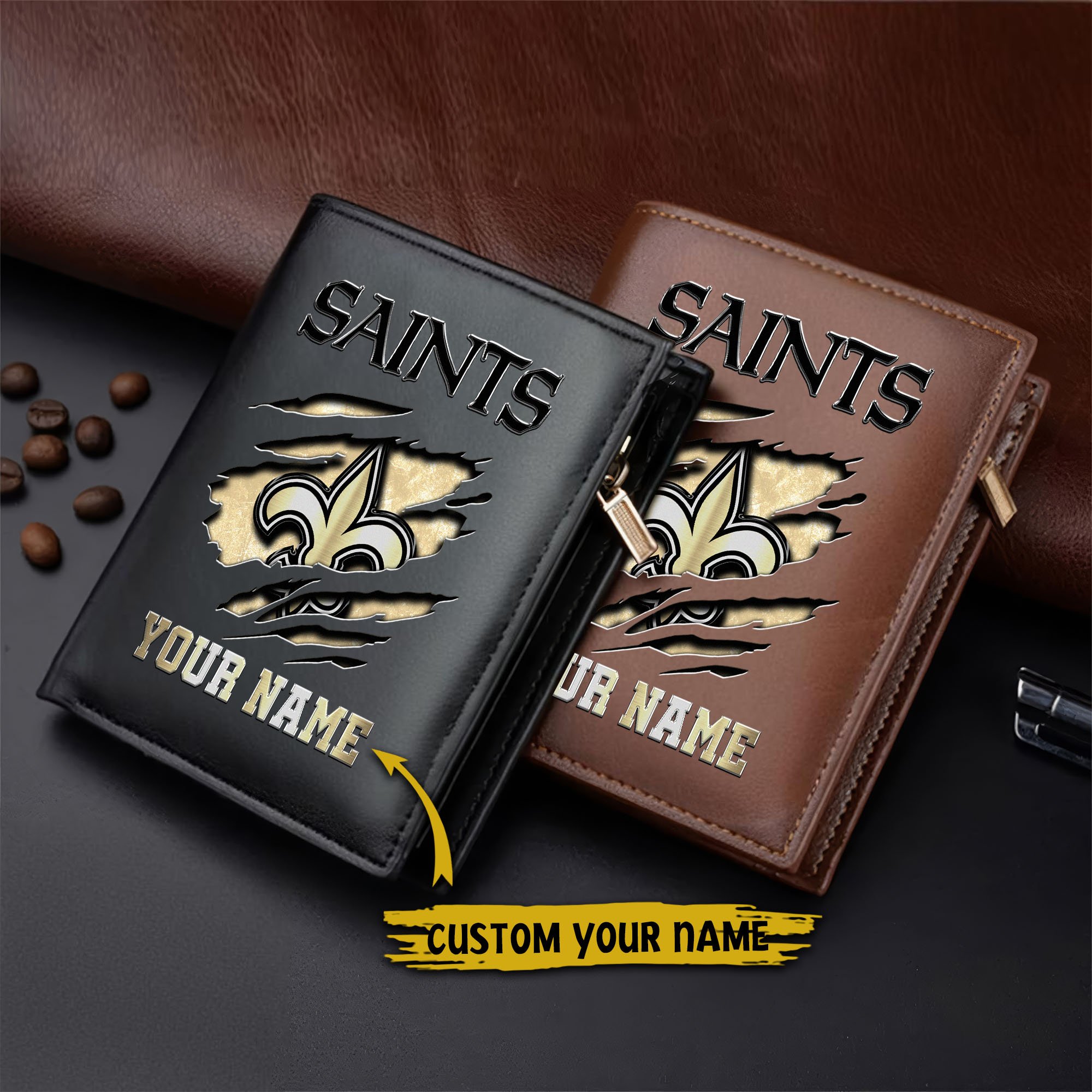 Alternative view of New Orleans Saints Men Wallet Custom Your Name, Football Team Men Wallet For Fans, Gifts For Football Lovers  EHIVM-05152222