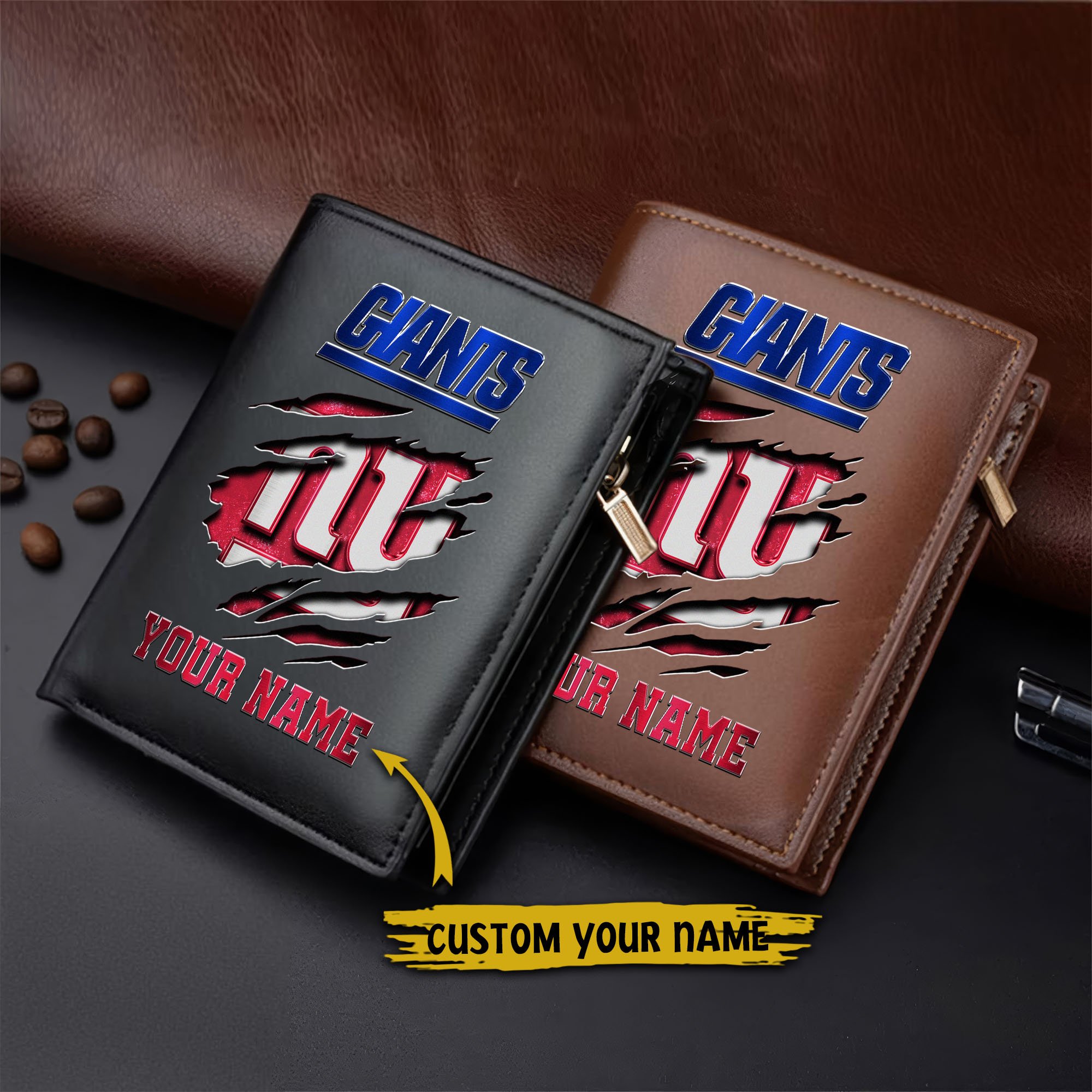 Alternative view of New York Giants Men Wallet Custom Your Name, Football Team Men Wallet For Fans, Gifts For Football Lovers  EHIVM-05152222