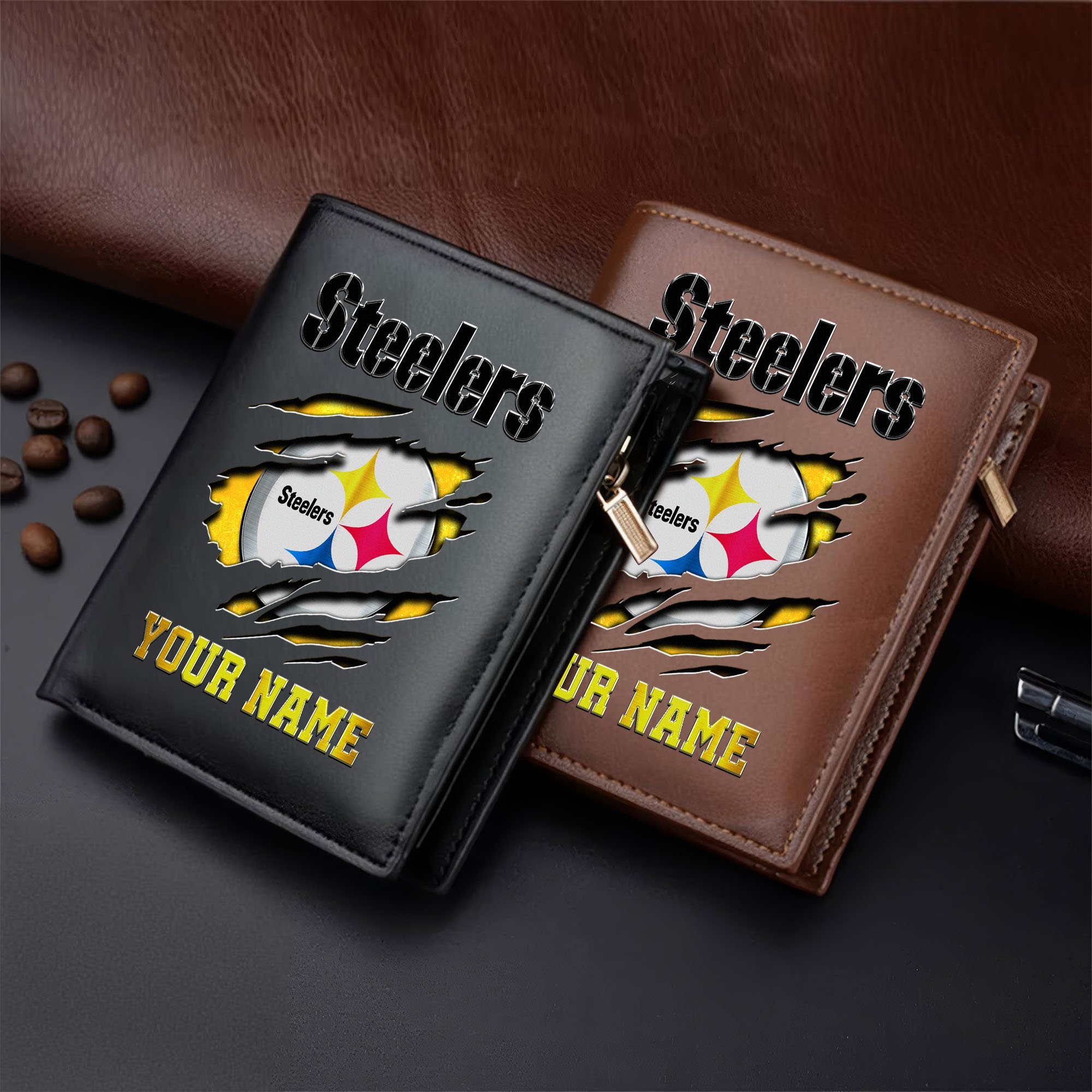 Pittsburgh Steelers Men Wallet Custom Your Name, Football Team Men Wallet For Fans, Gifts For Football Lovers  EHIVM-05152222