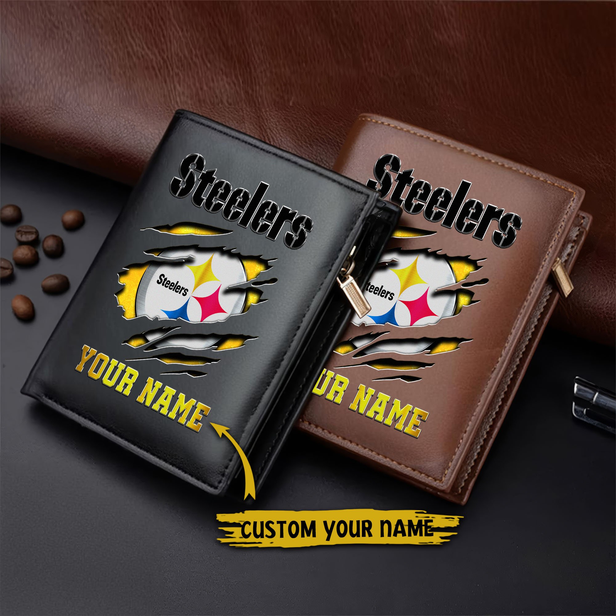Alternative view of Pittsburgh Steelers Men Wallet Custom Your Name, Football Team Men Wallet For Fans, Gifts For Football Lovers  EHIVM-05152222