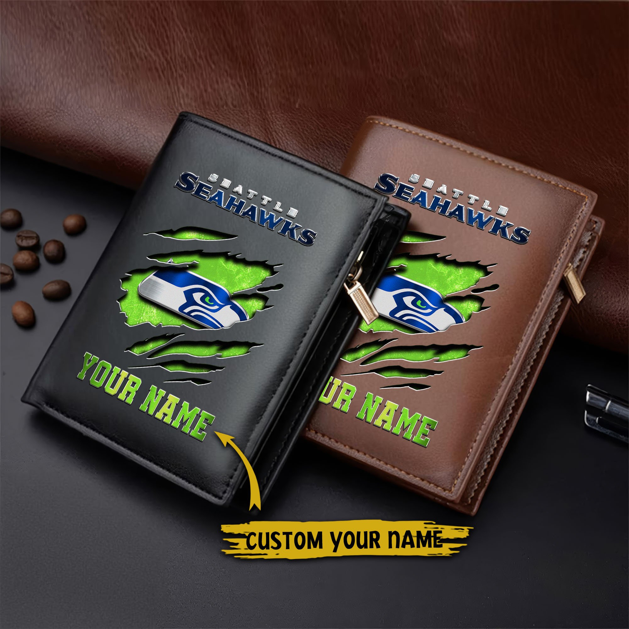 Alternative view of Seattle Seahawks Men Wallet Custom Your Name, Football Team Men Wallet For Fans, Gifts For Football Lovers  EHIVM-05152222
